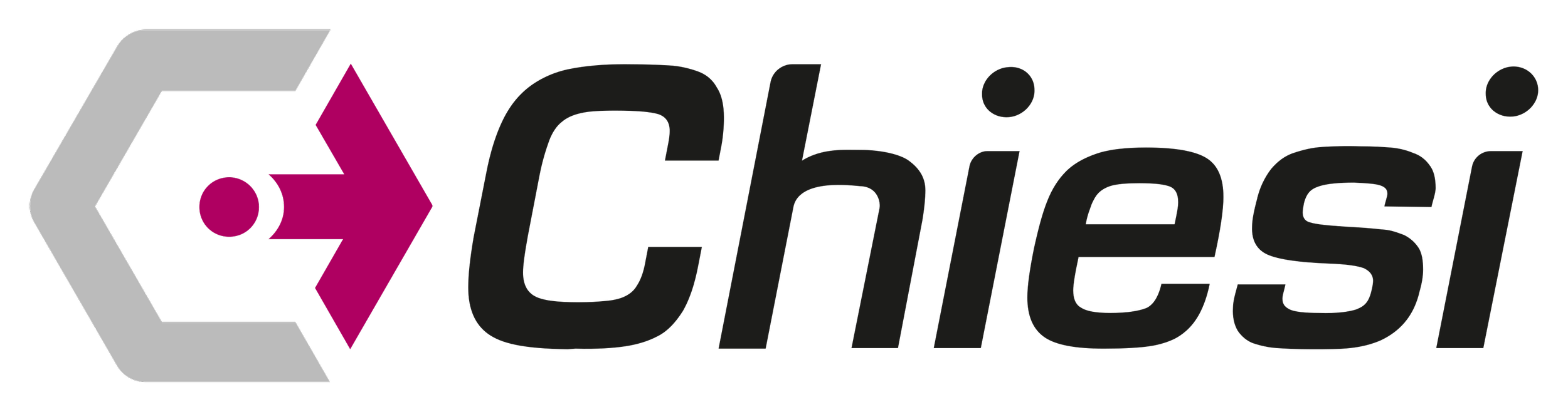 Chiesi logo with a purple icon resembling a person inside a hexagon and the name 'Chiesi' in black letters.