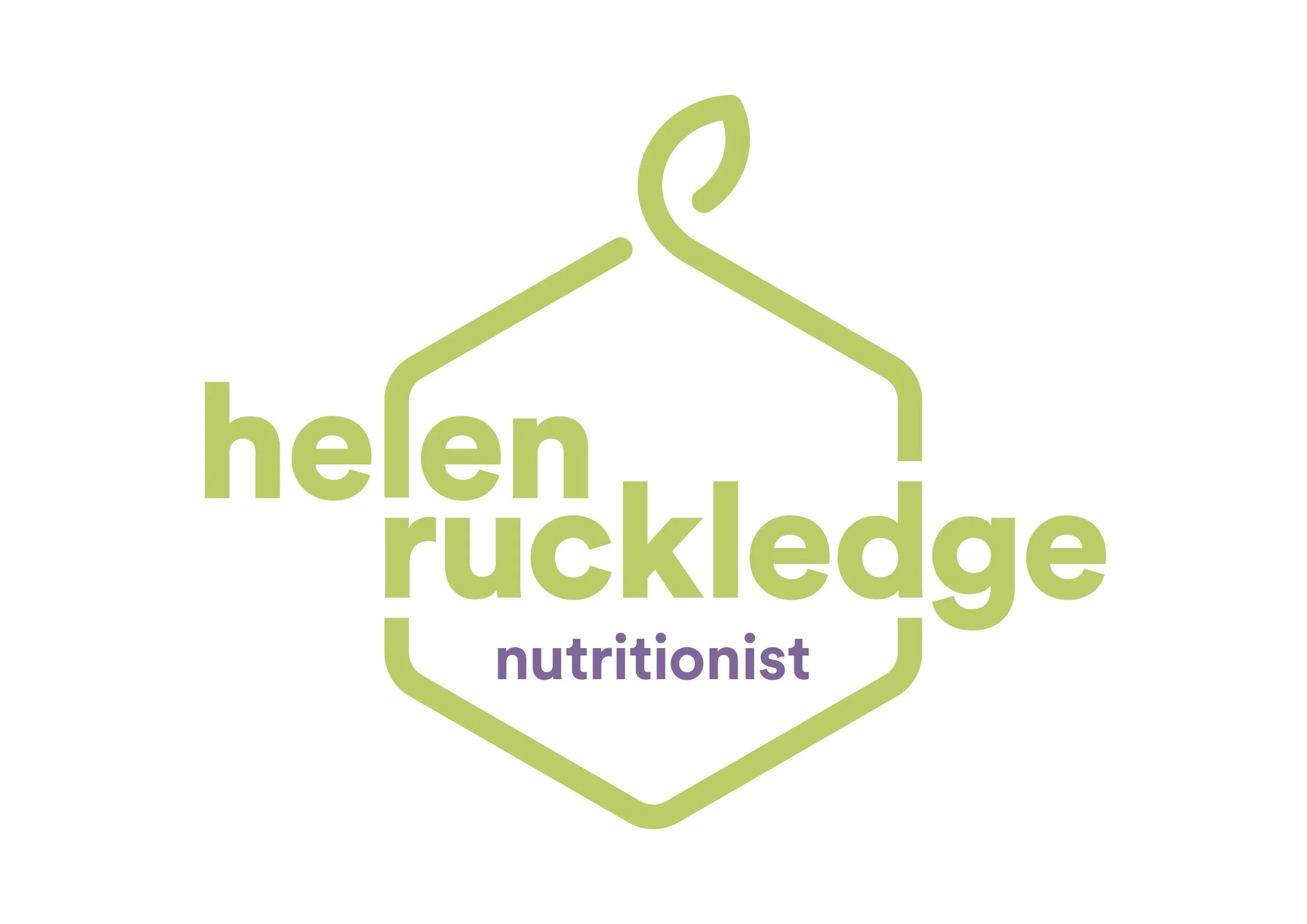 Logo with a house outline and the words "help. rickledge" and "nutritionist" inside