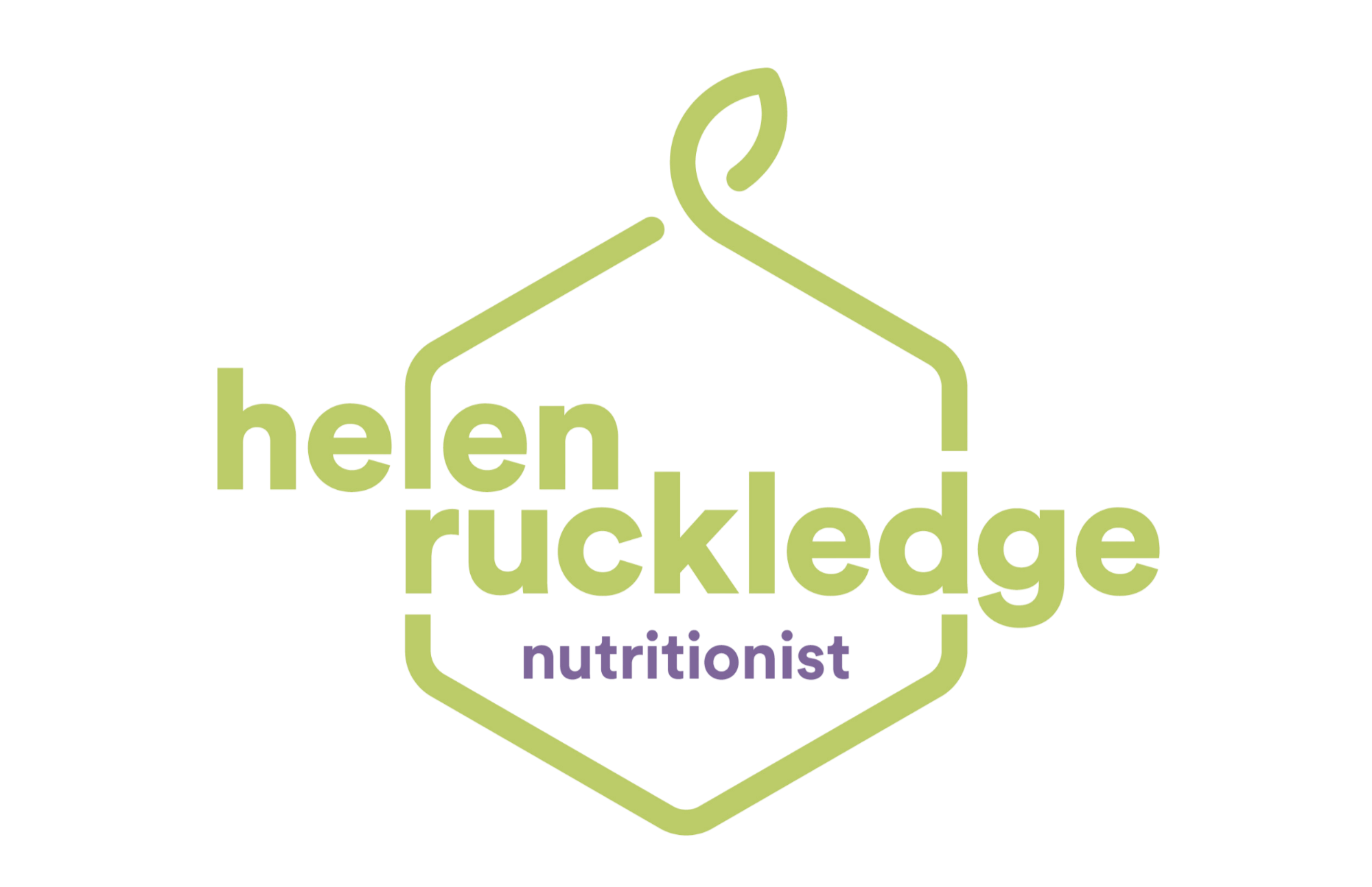 Logo for Helen Ruckledge, a nutritionist, featuring a stylized hanger and text.