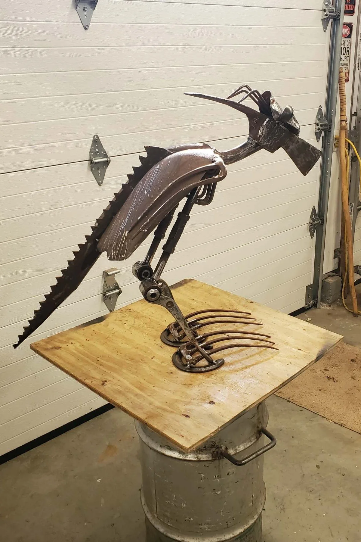 dinosaur made of scrap metal