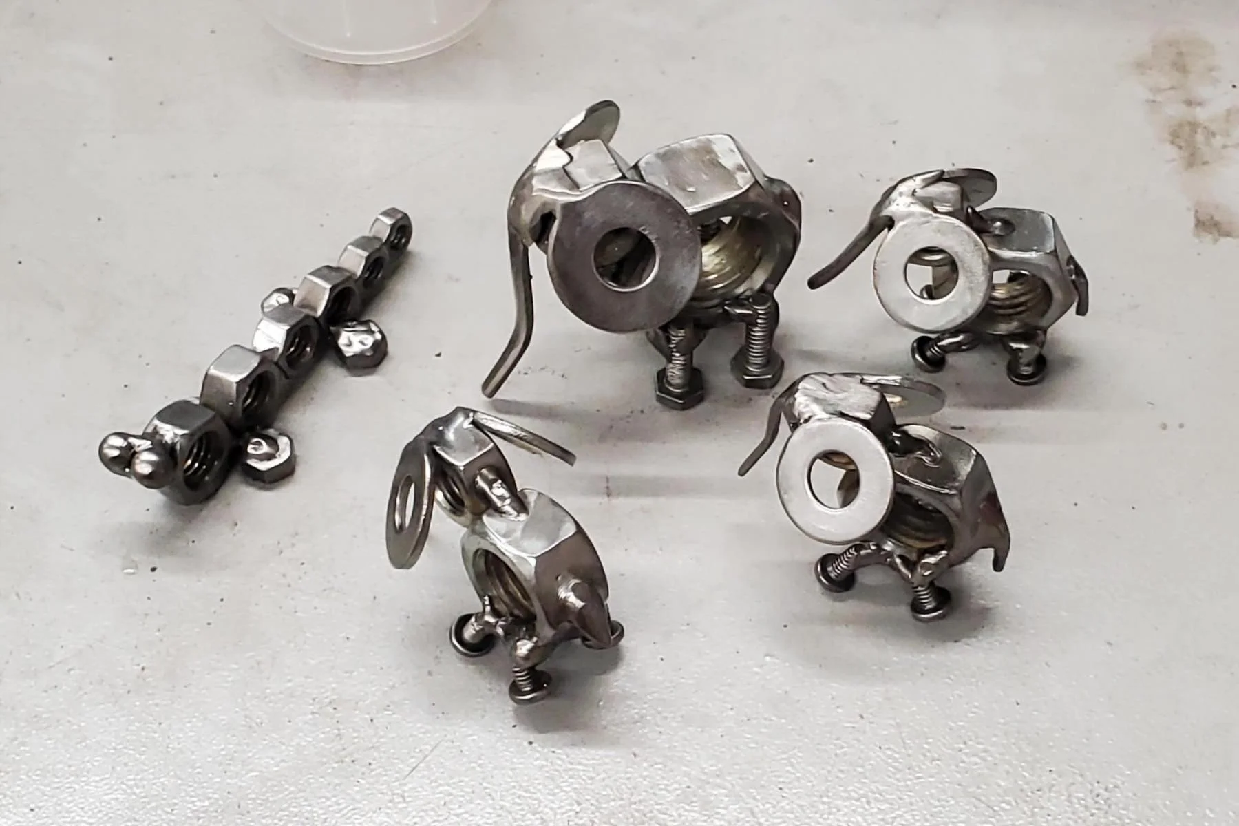 Small animals made of scrap metal