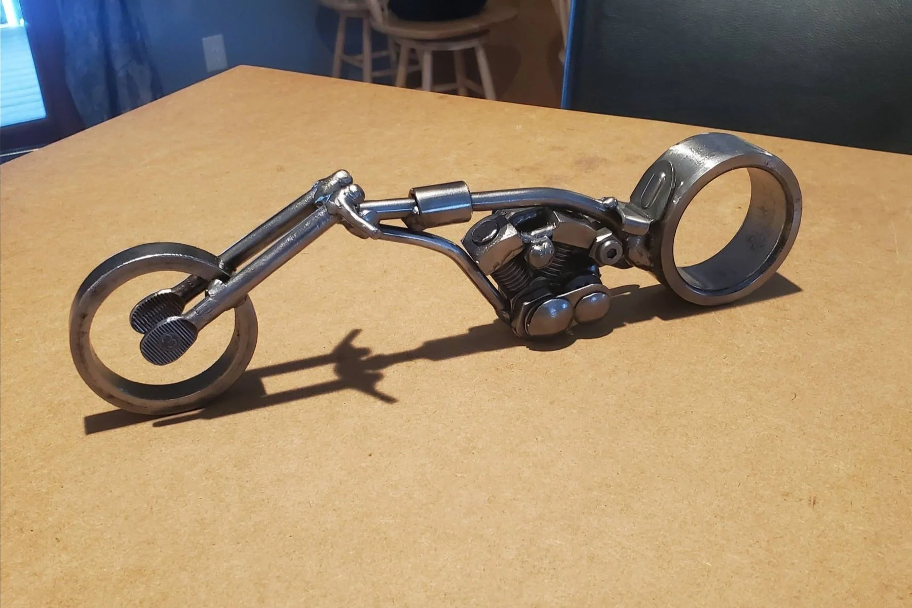 motorcycle made of scrap metal