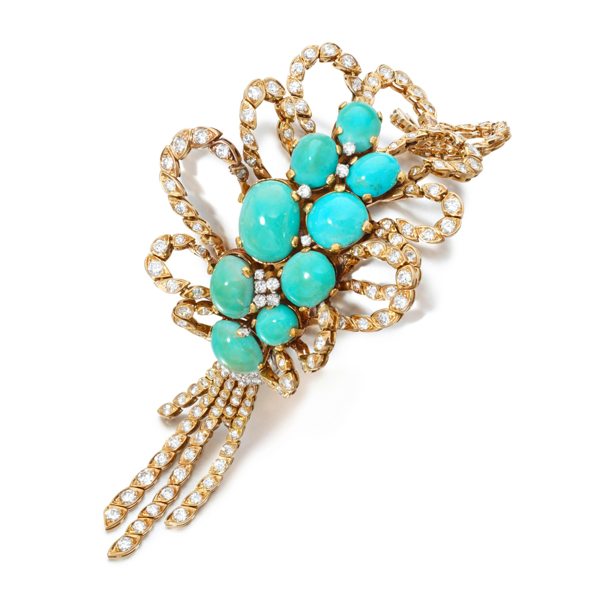 Sterlé 18KYG, Turquoise & Diamond Bracelet