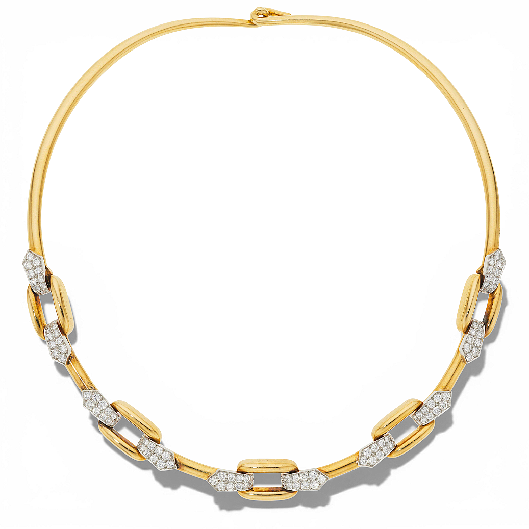 David Webb 18KYG & Diamond Collar