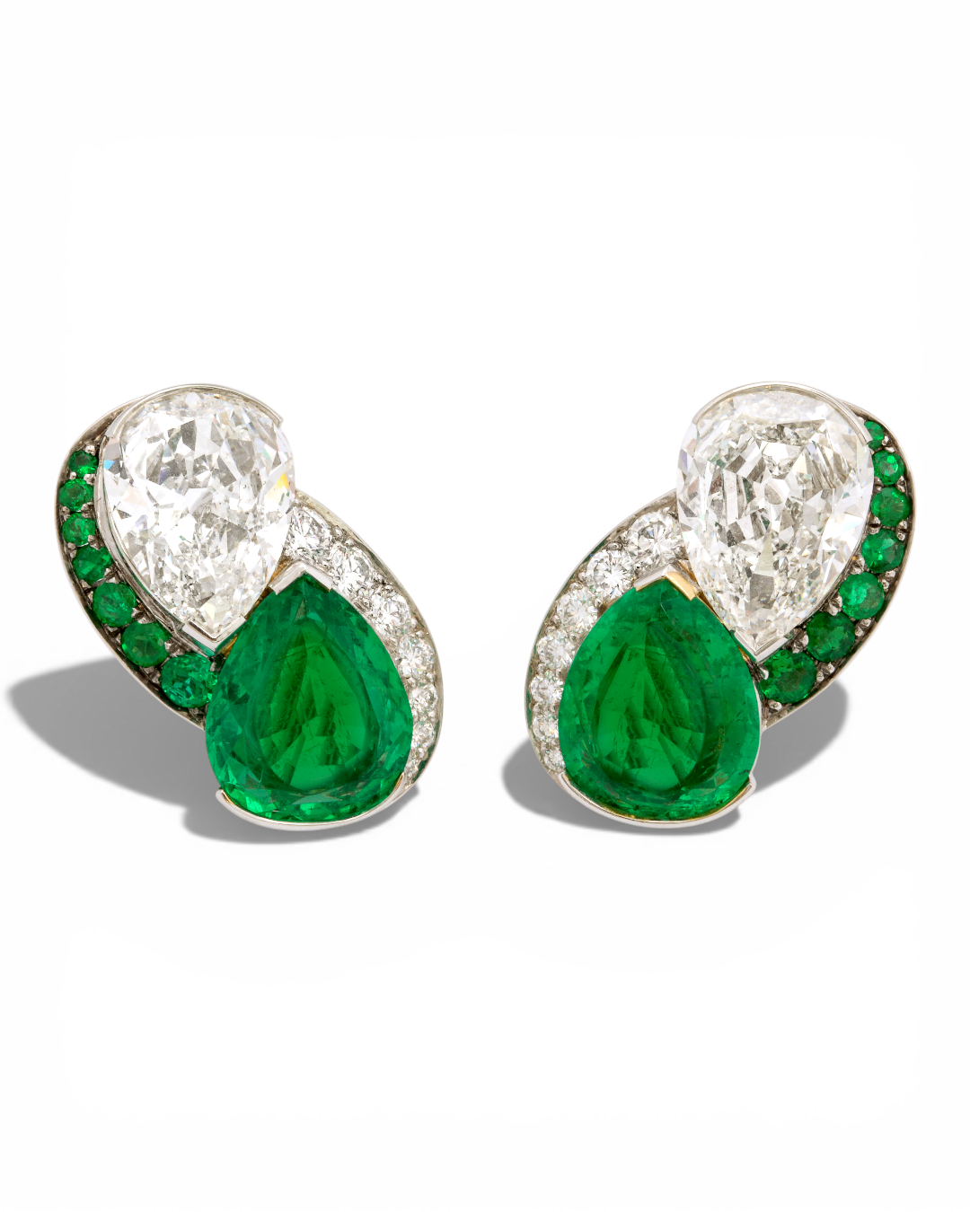Colombian Emerald Diamond Bypass Earrings