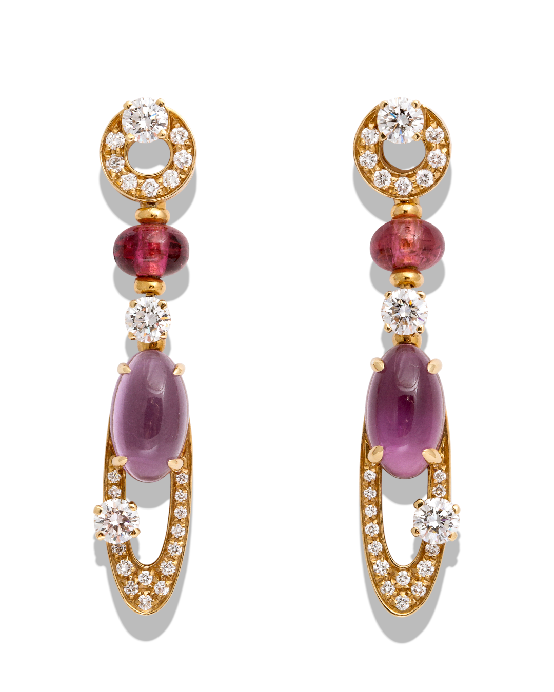 Bulgari 18KYG, Diamond & Gem Earrings