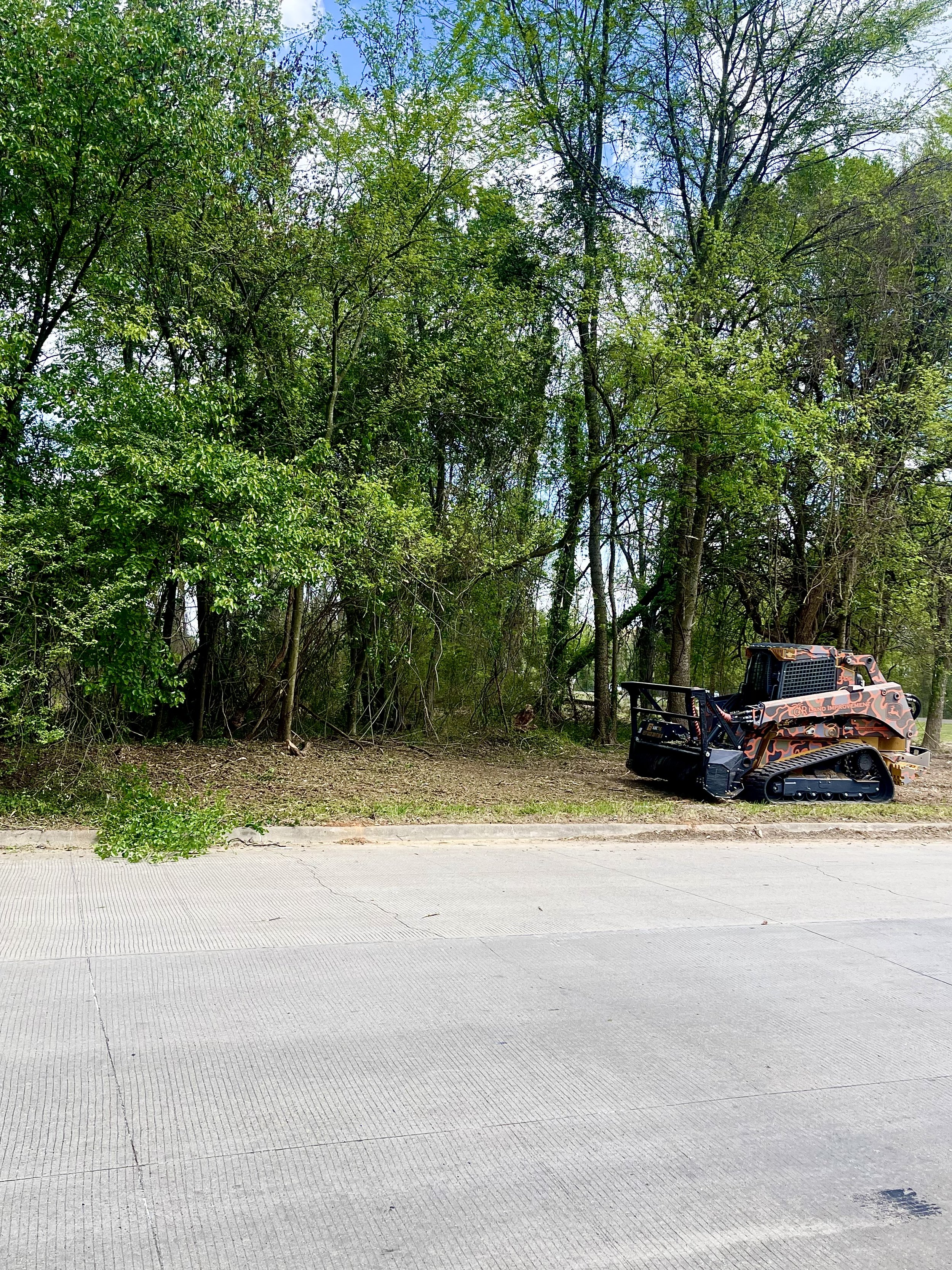 Mulching along the street
