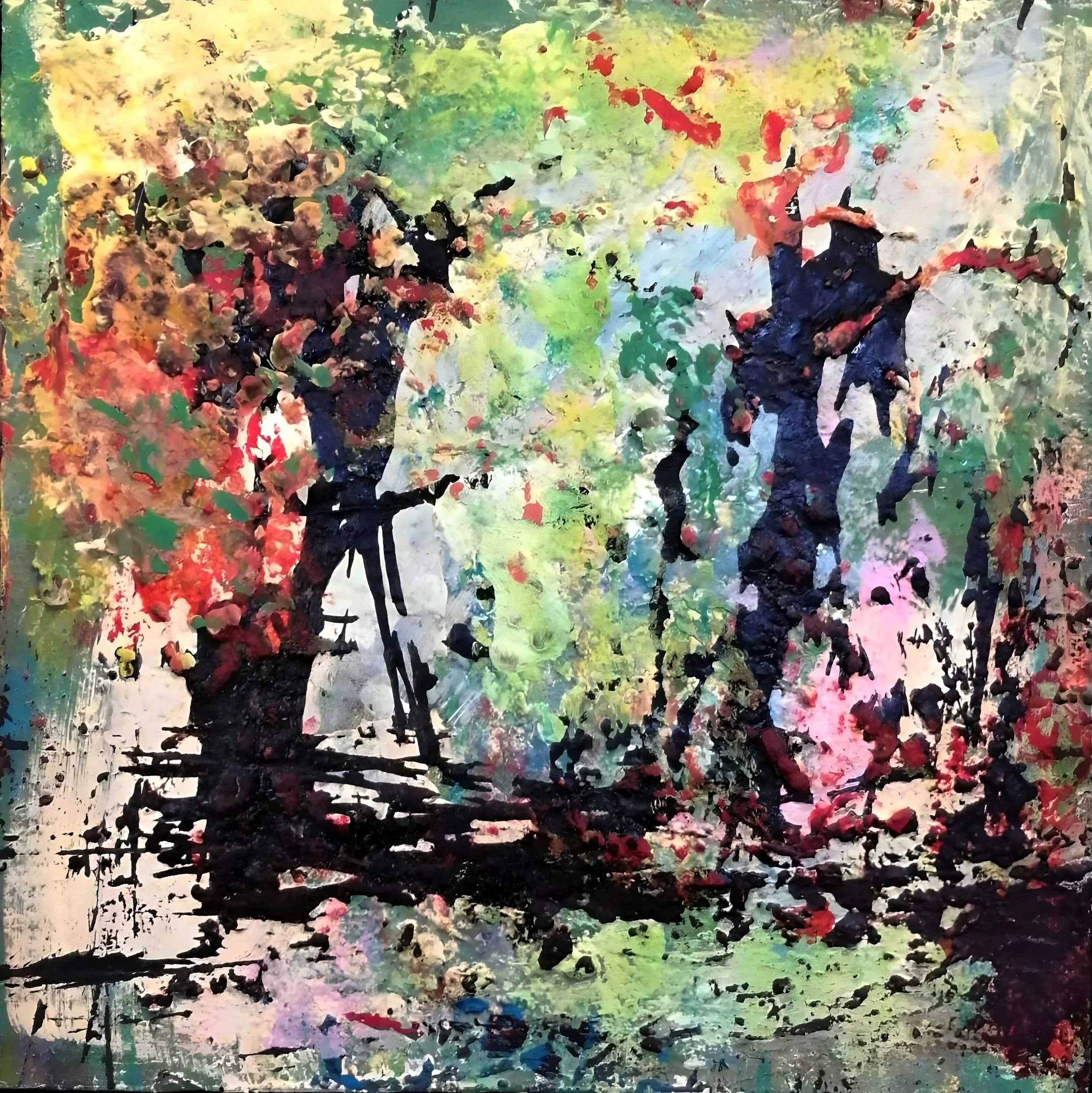 "Entwined Through "Time"—branches may bend, but roots hold fast
12" x 12" Mixed Media on Birch Panel
2025