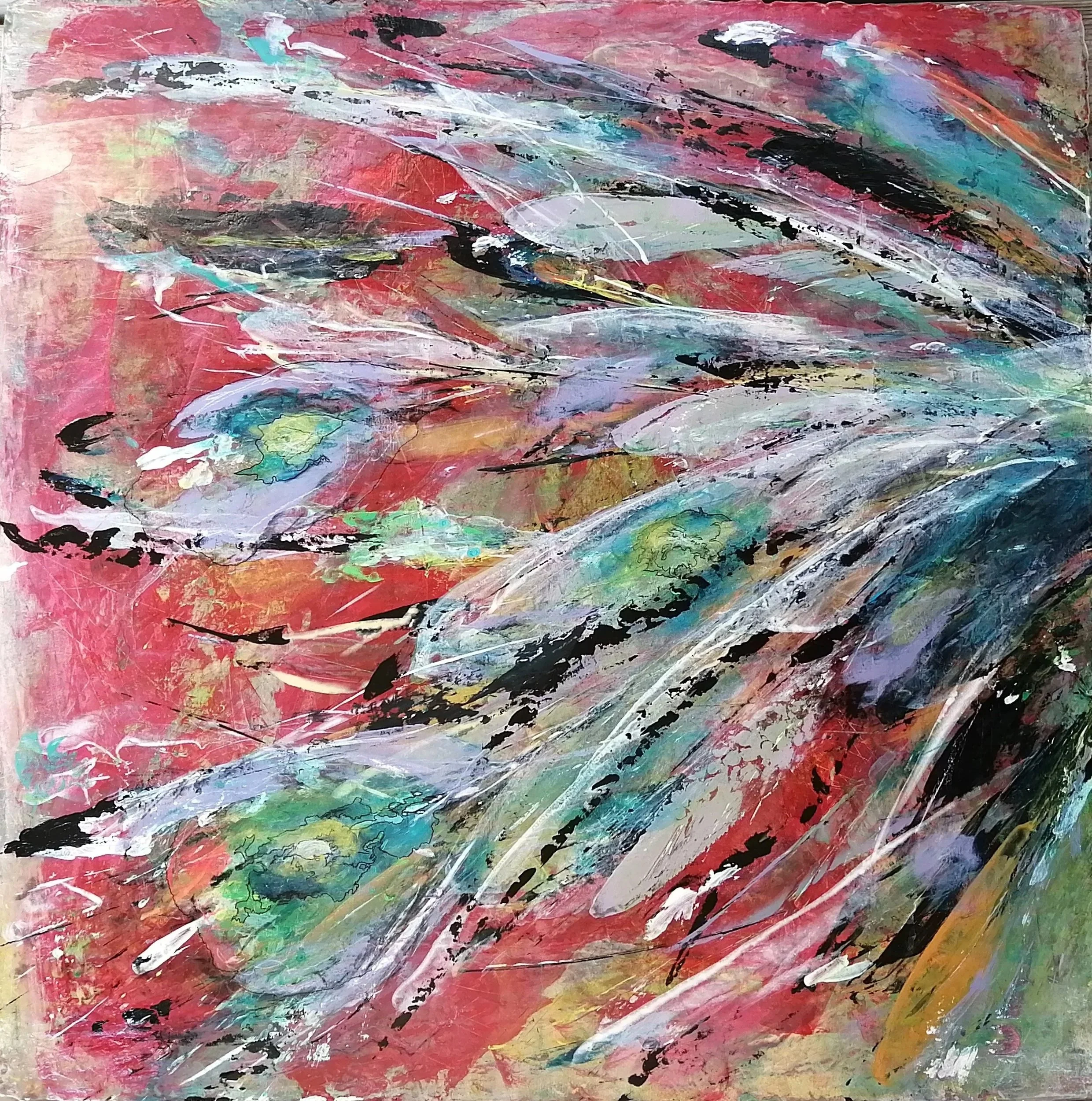 "Radient Pulse"
18" 18" Mixed Media on Birch Panel
2025