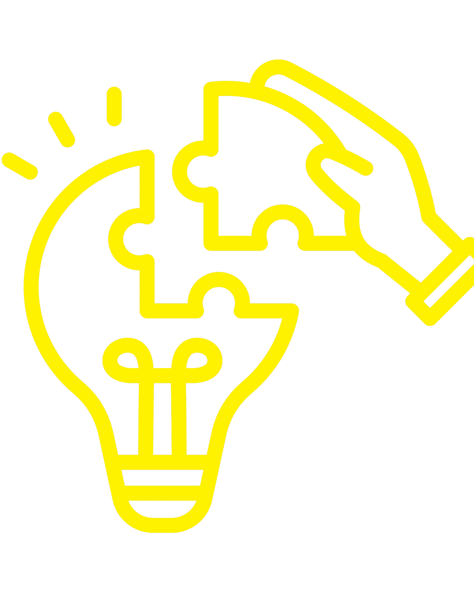Silhouette of a missing piece of a lightbulb being put back together by a hand