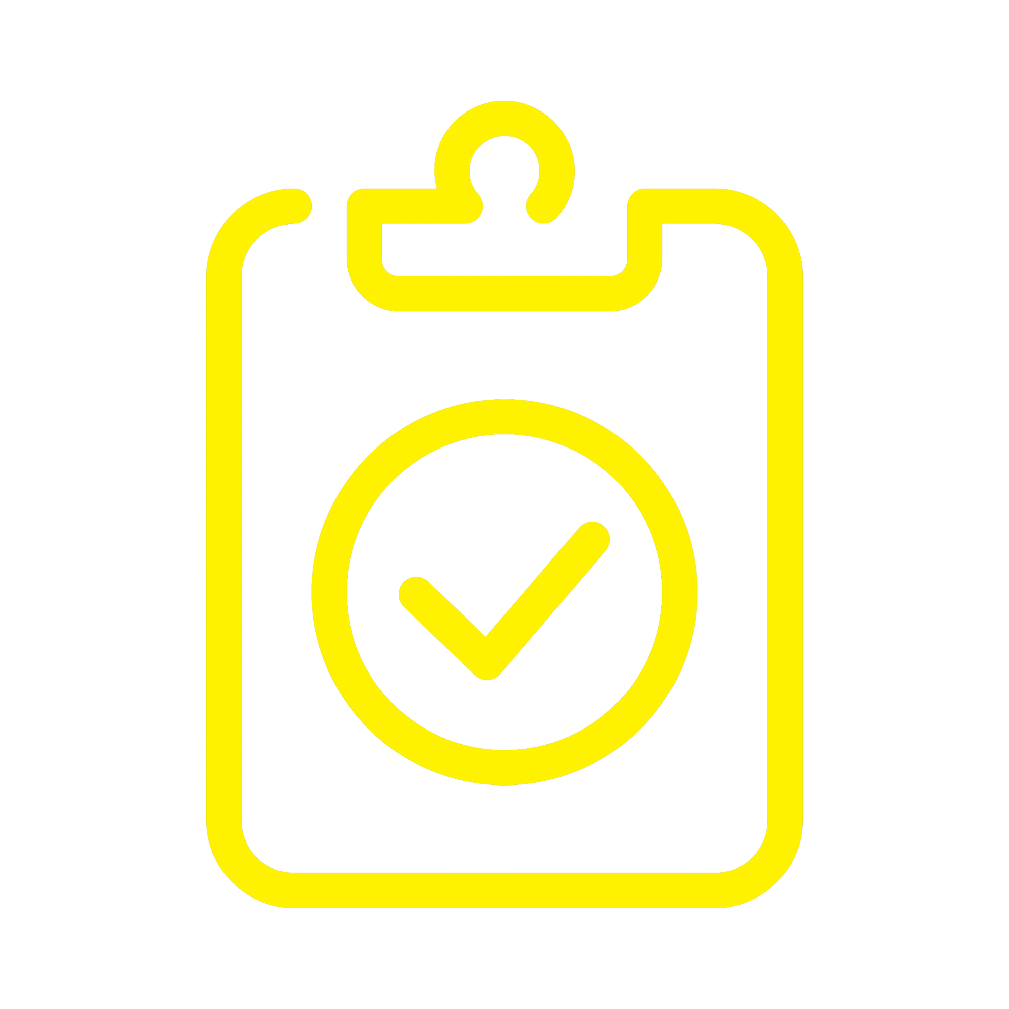 Silhouette of a clipboard with a check mark in the middle