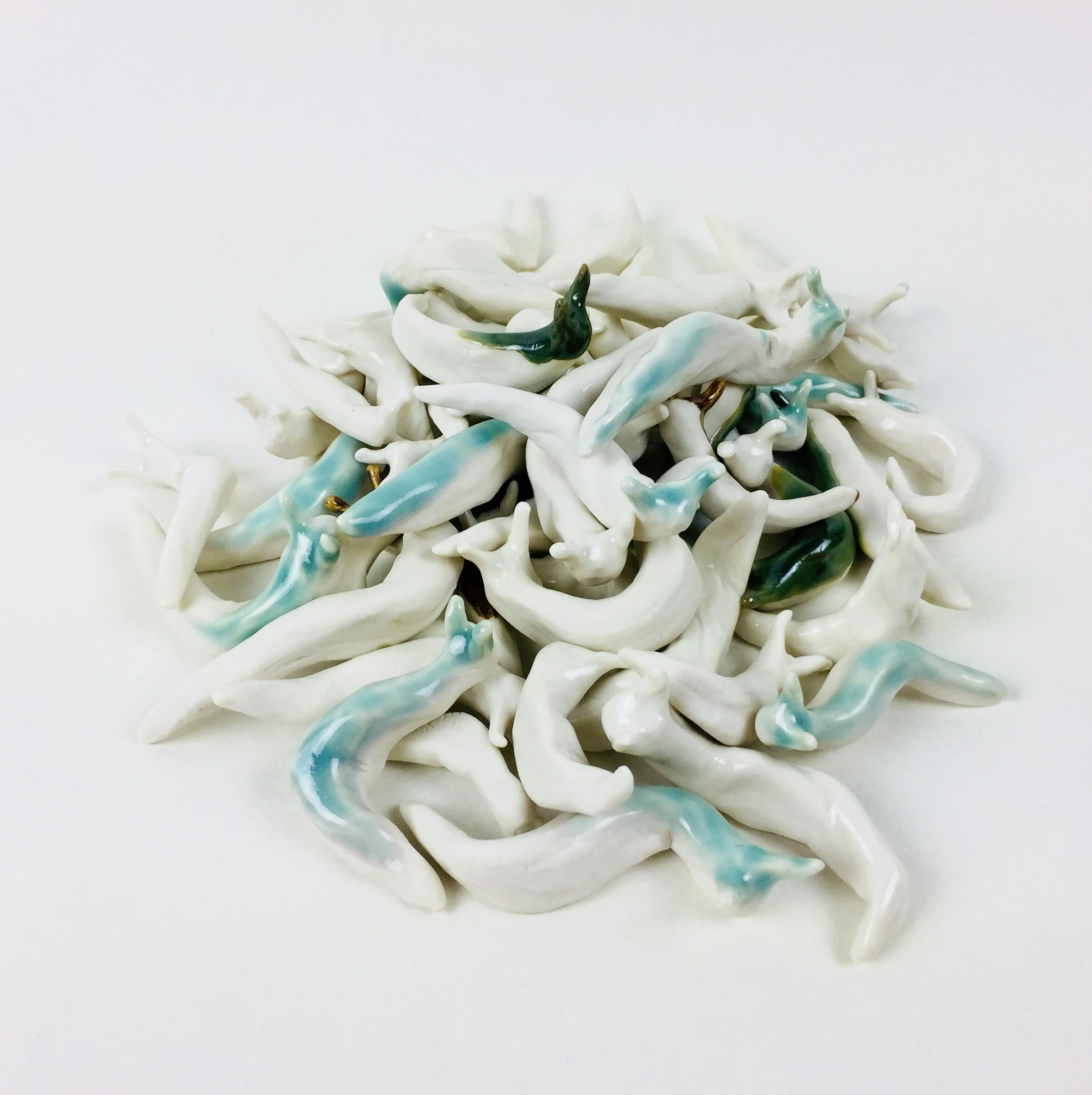 Slugs, 2020, porcelain, glaze