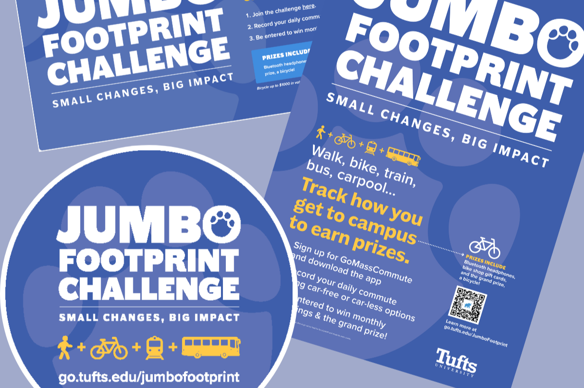 Jumbo Footprint Challenge for Tufts University web graphic, poster and sticker