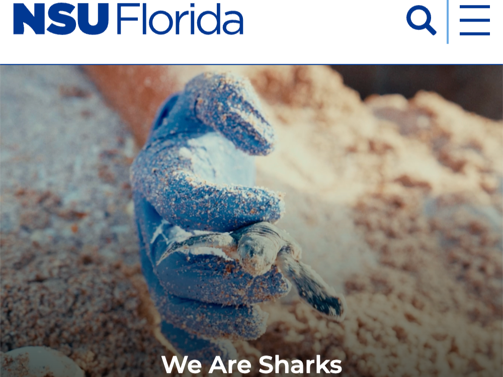 Screenshot of Nova Southeastern University homepage