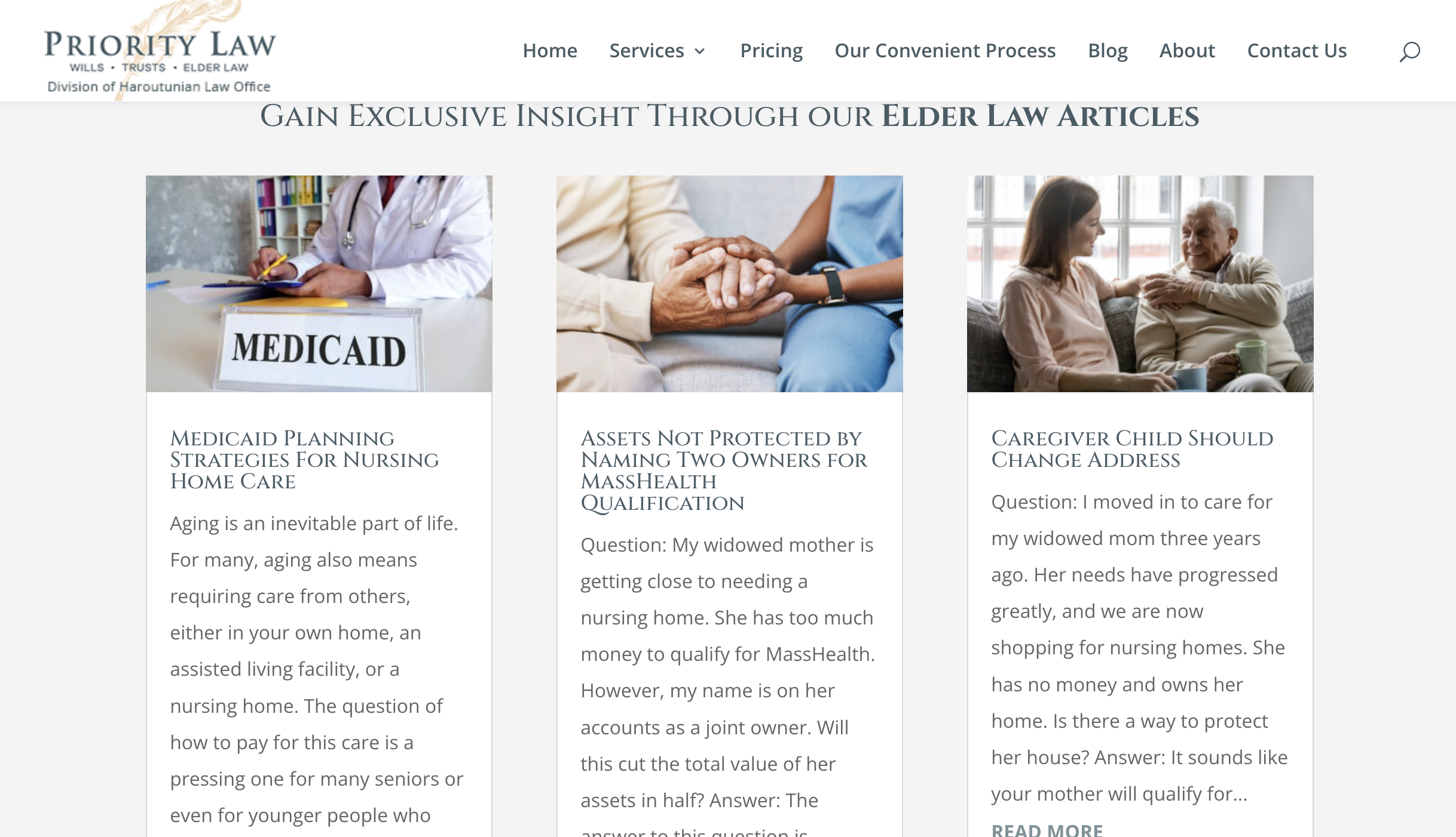 Screenshot of Priority Law blog posts