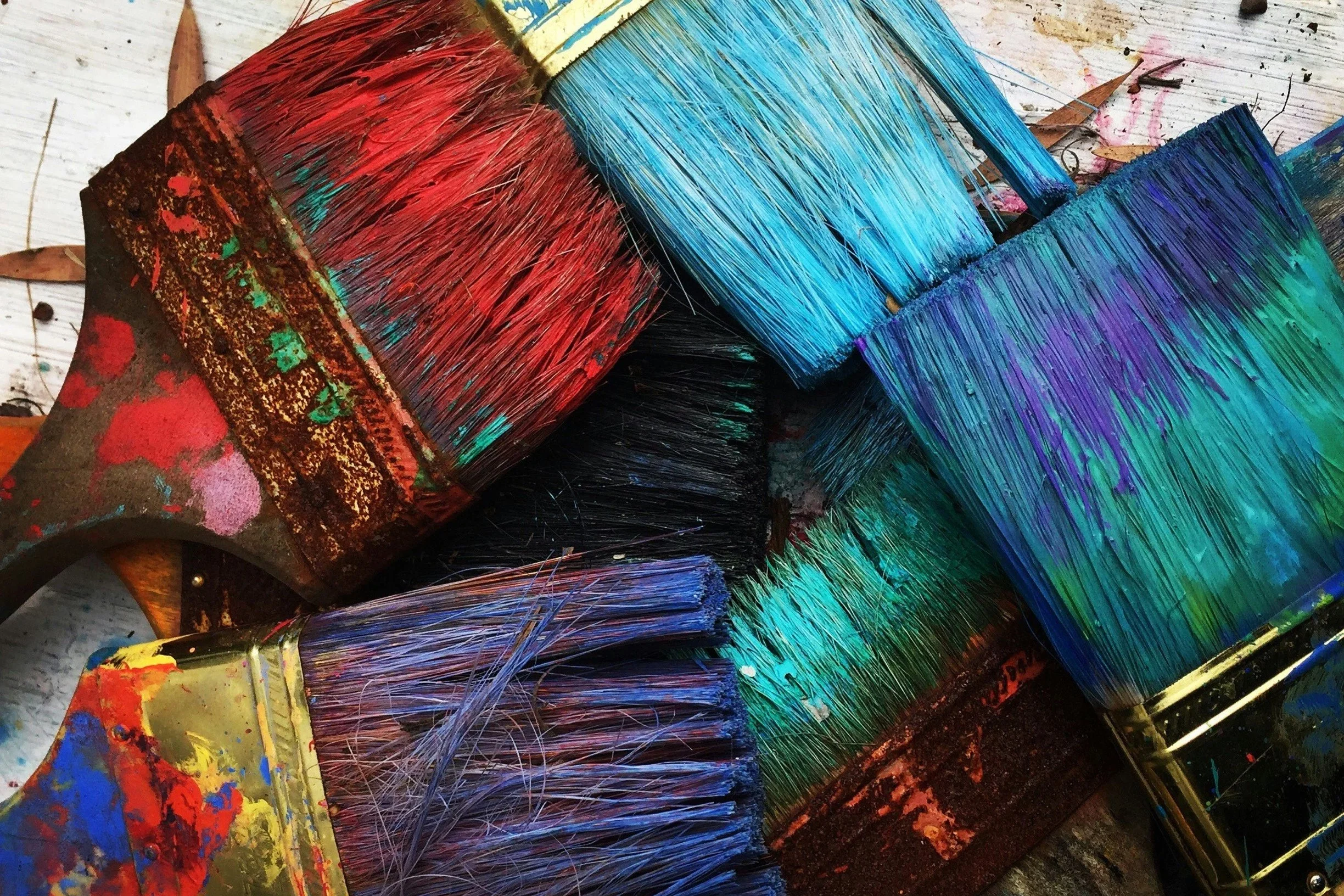 used paint brushes after an Art as Alchemy workshop