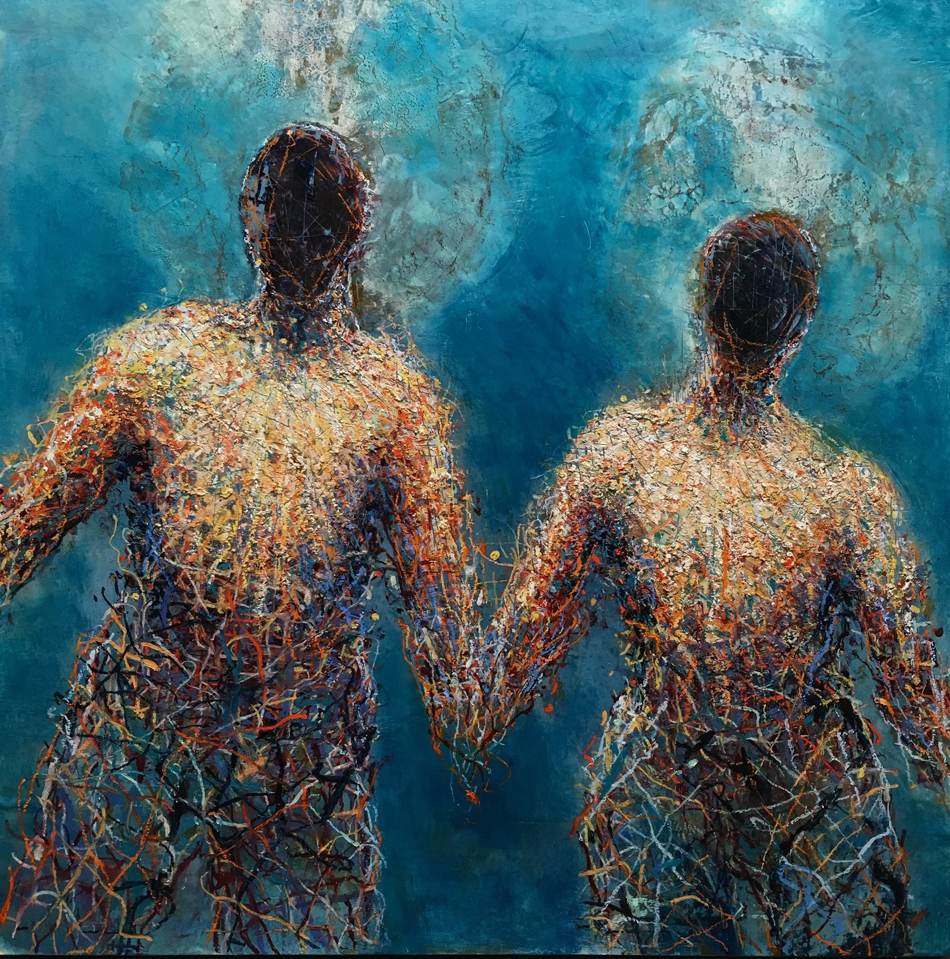 Lured by the Deep, 2021   48x48, Oil and Beeswax on Panel. SOLD
