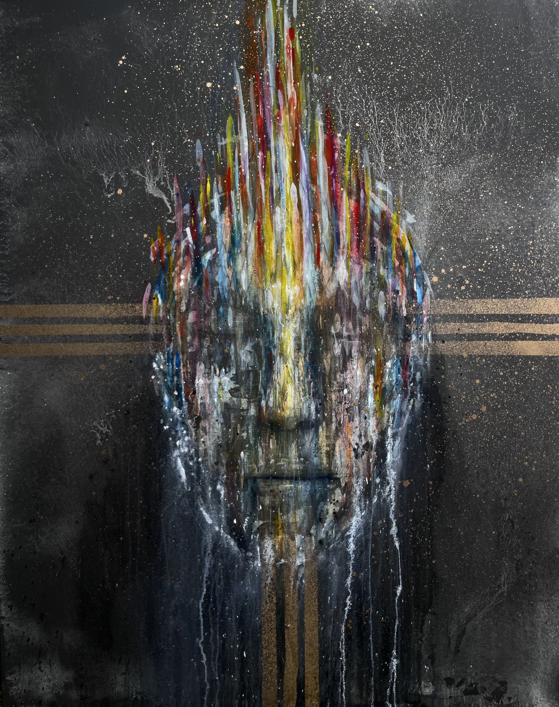 4 Winds 
Graphite, Flashe Paint, Powdered Titanium White, Charcoal and spray paint on canvas. 
48x60