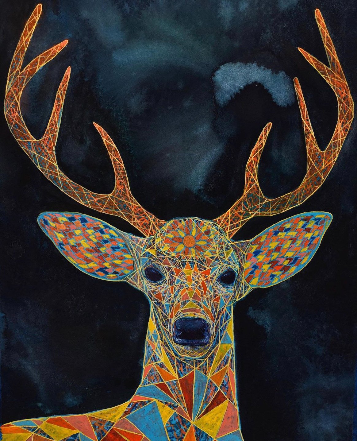 Sacred Deer - 2023   watercolor  22x30- Sold