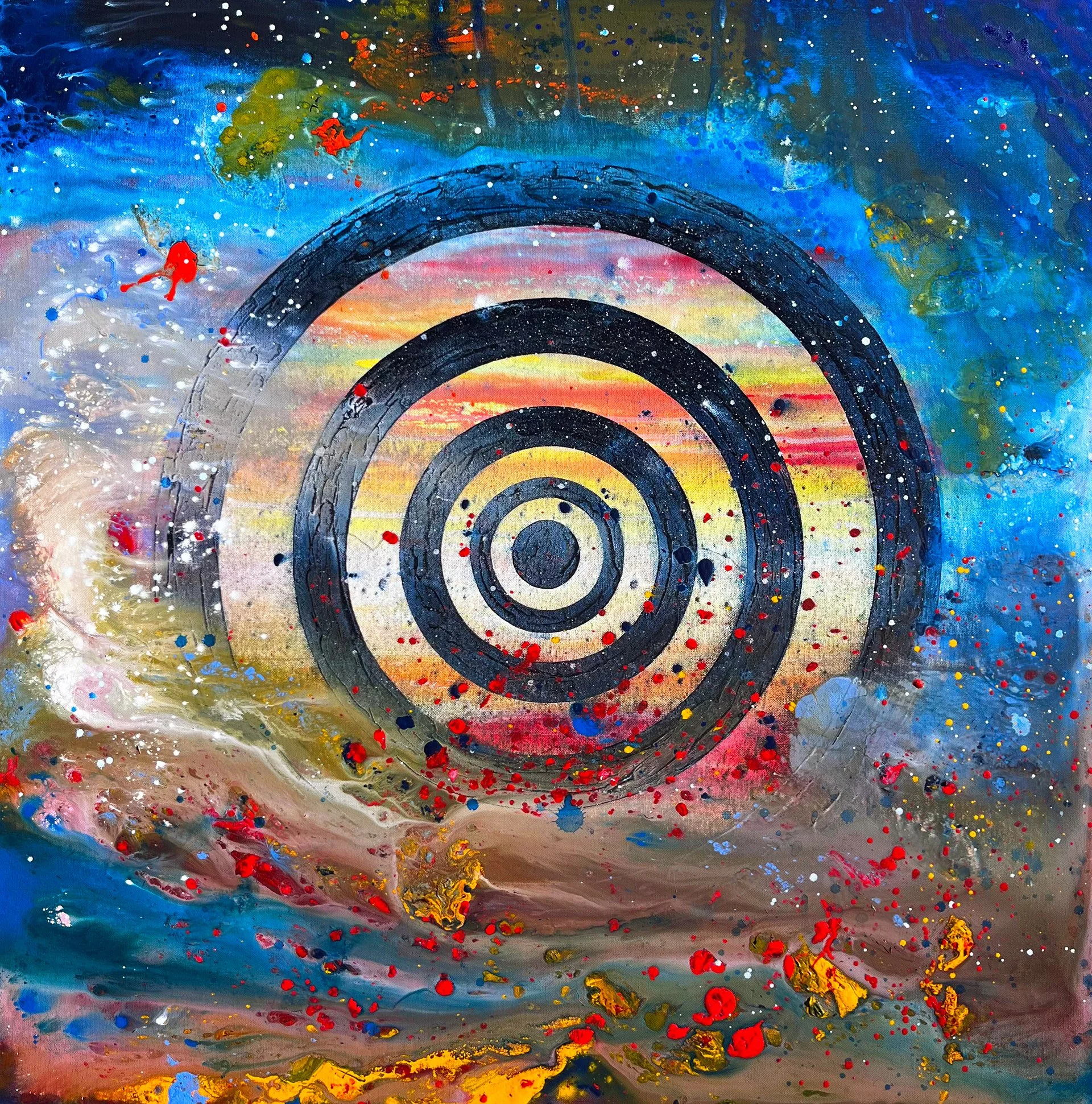 Wheel of Time - 2025. Flashe and Spray paint on  Canvas 36x36