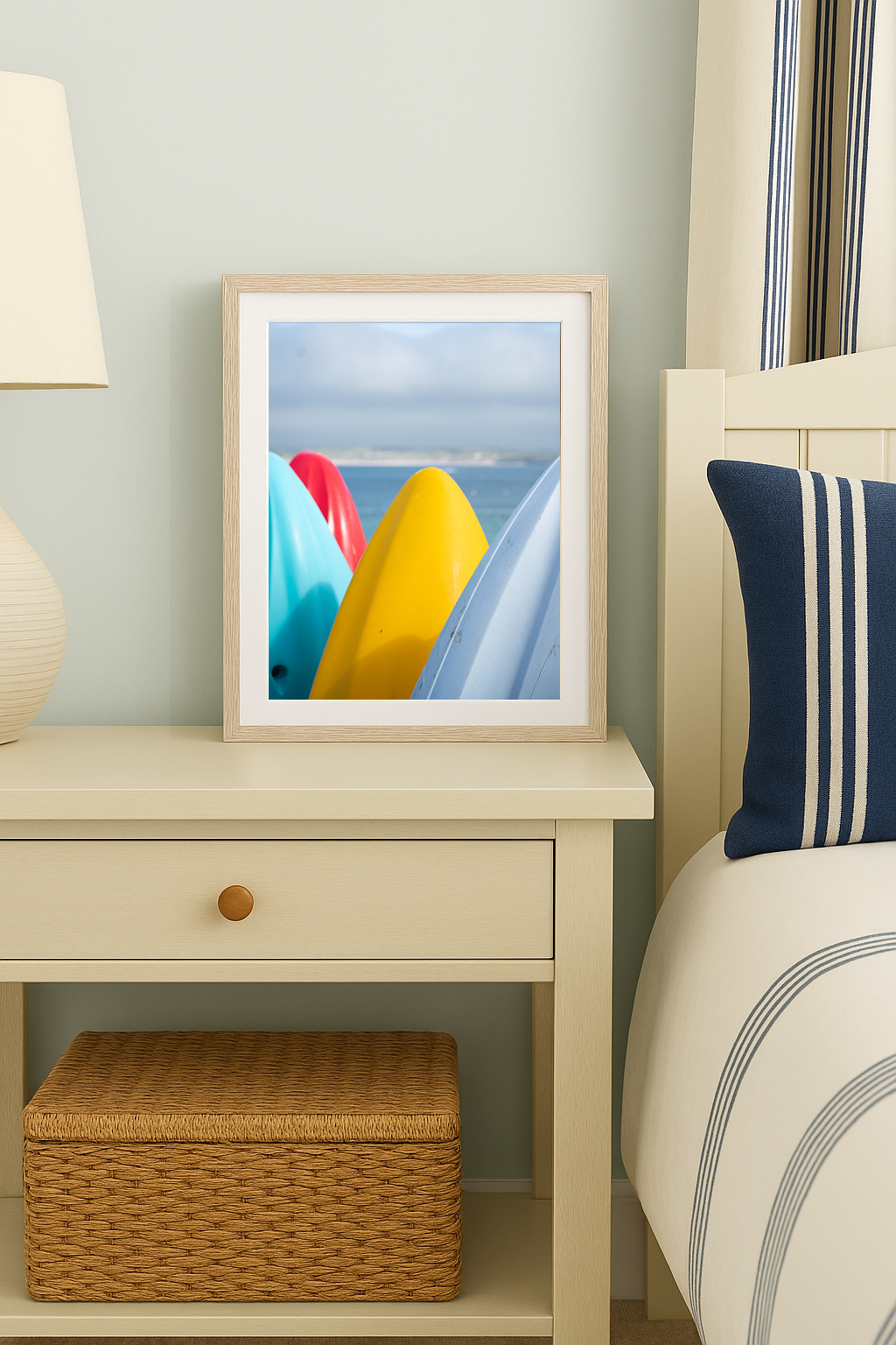 Coastal Surfboard Art Print–Minimal Beach Photography, A4/A3+ Size