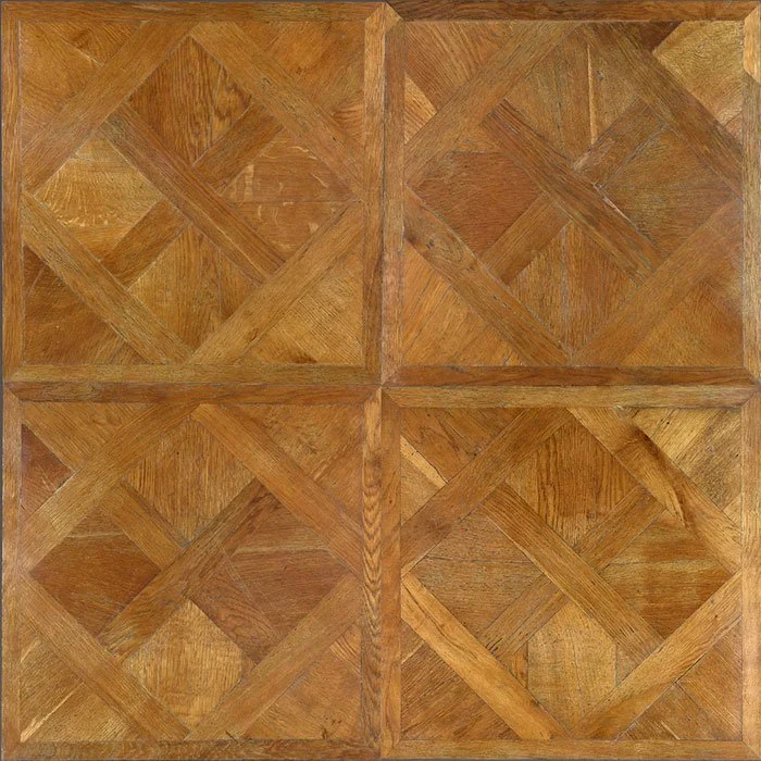 Superficie de madera con un diseño de patrón de cuadros, dividido en cuatro secciones iguales.