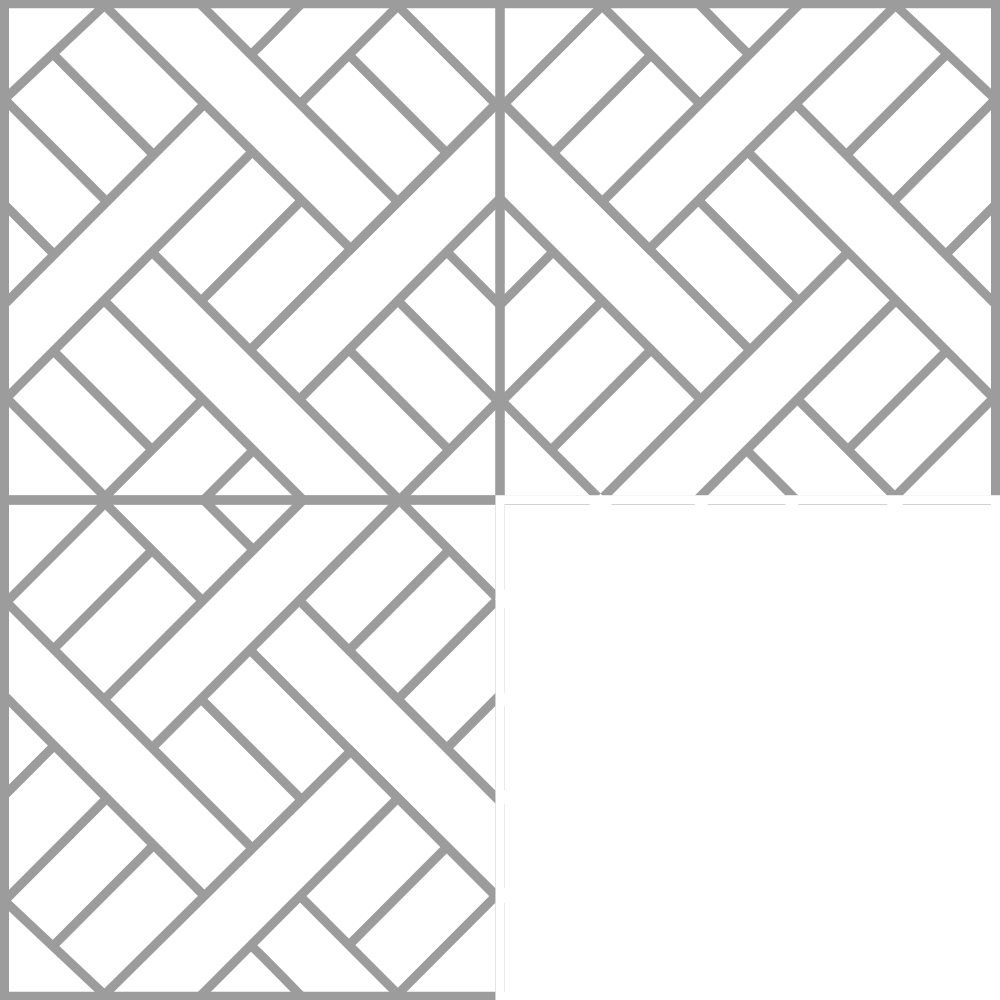 Cuatro patrones de diseño geométrico en tonos negros, blancos y grises, divididos en cuadrantes.