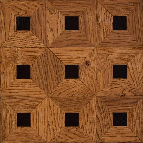 diseño de suelo de madera con cuadrados negros y cuadrados de madera con patrón de cuadros dentro de cuadros