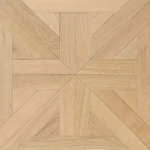 Tablero de versalles en madera de roble. Imagen de un patrón de parquet de madera con diseño geométrico en tonos beige y marrón.