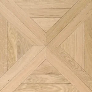 Tablero de versalles en madera de roble. Imagen de un patrón de parquet de madera con diseño geométrico en tonos beige y marrón.