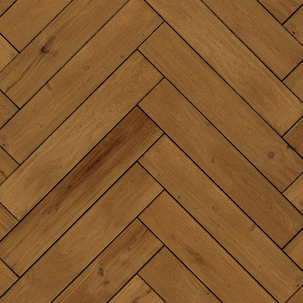 Suelo de madera en patrón de espiga.