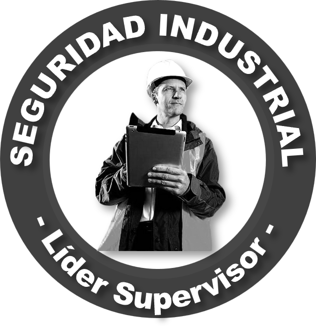 Foto de un hombre con casco y chaleco de seguridad azul y amarillo, sosteniendo una carpeta, en un fondo que dice 'Seguridad Industrial - Trained'.