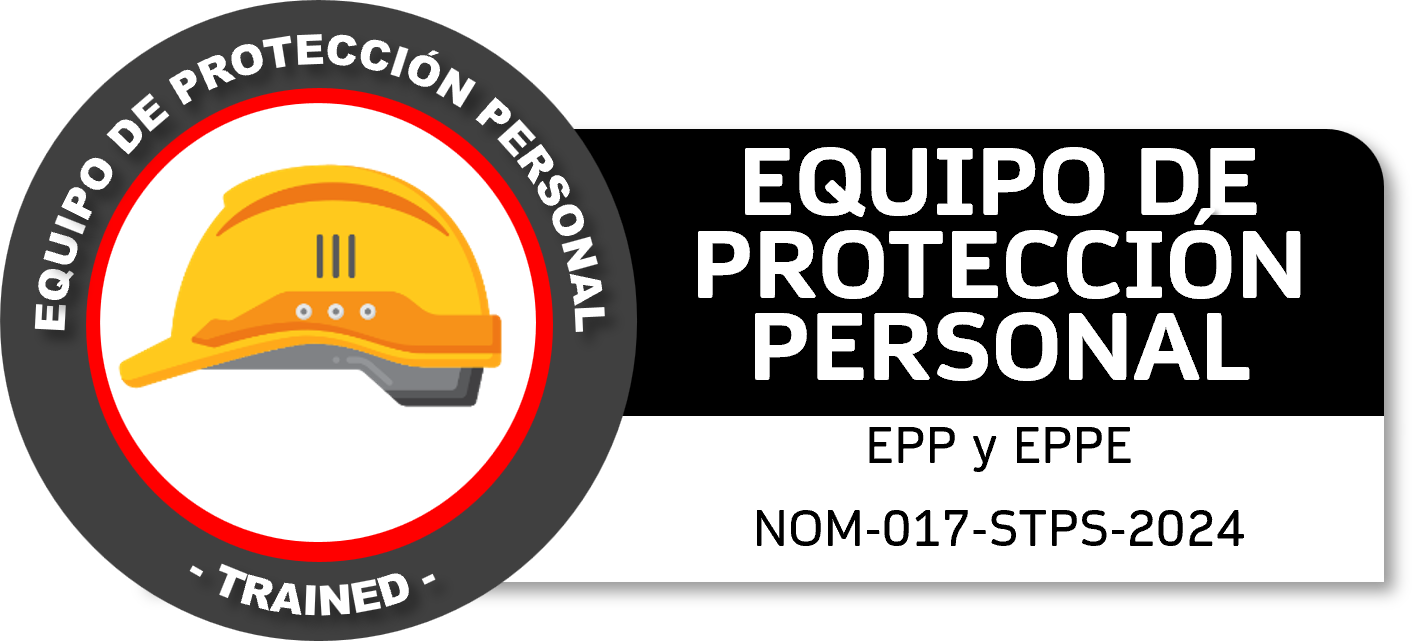 Logotipo de un casco de seguridad amarillo y texto relacionado con un equipo de protección personal en un fondo negro. Curso GRETNER DC3