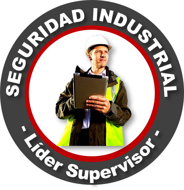 Foto de un hombre con casco y chaleco de seguridad azul y amarillo, sosteniendo una carpeta, en un fondo que dice 'Seguridad Industrial - Trained'.