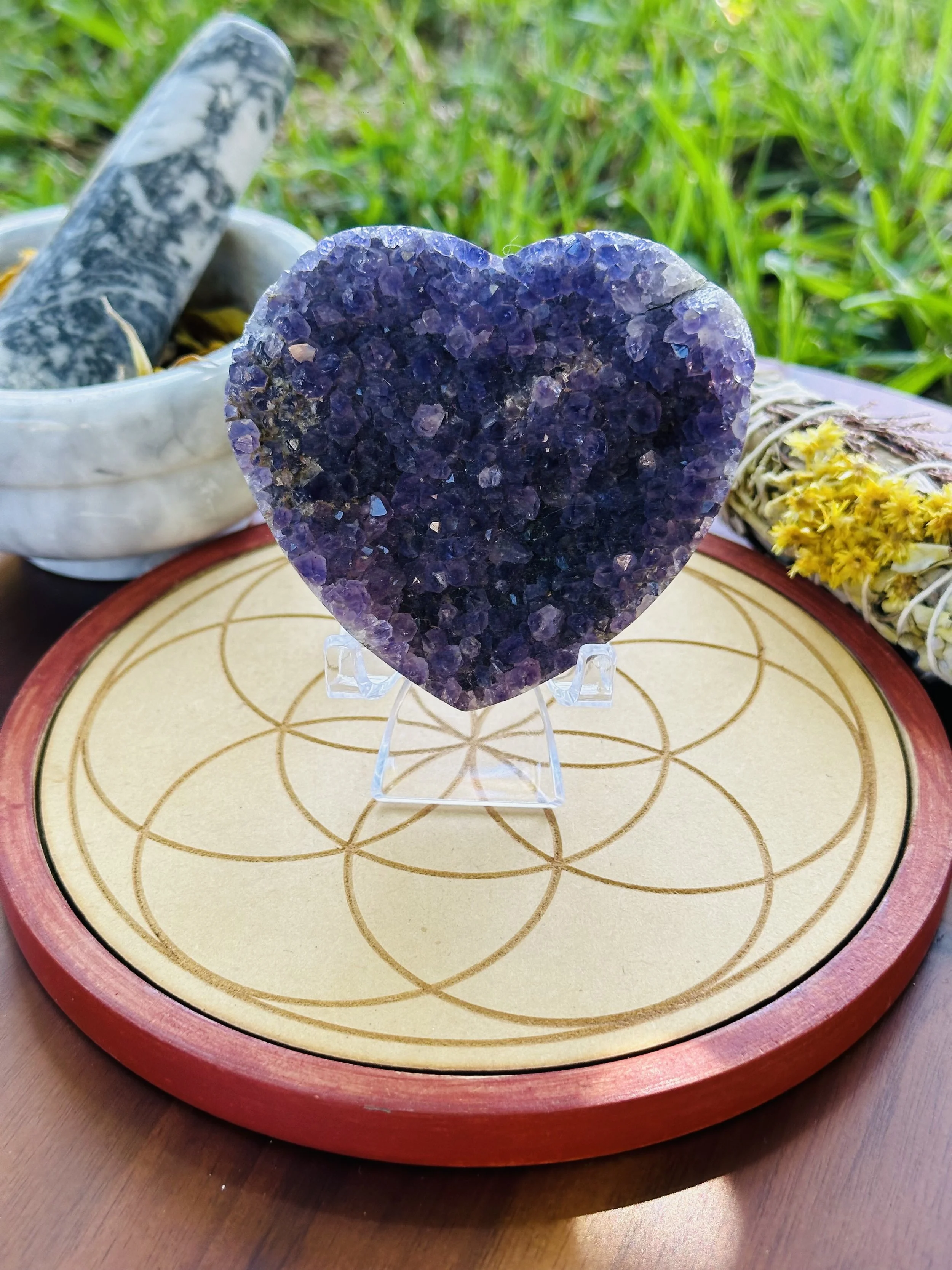 Amethyst Cluster Heart w/ Stand