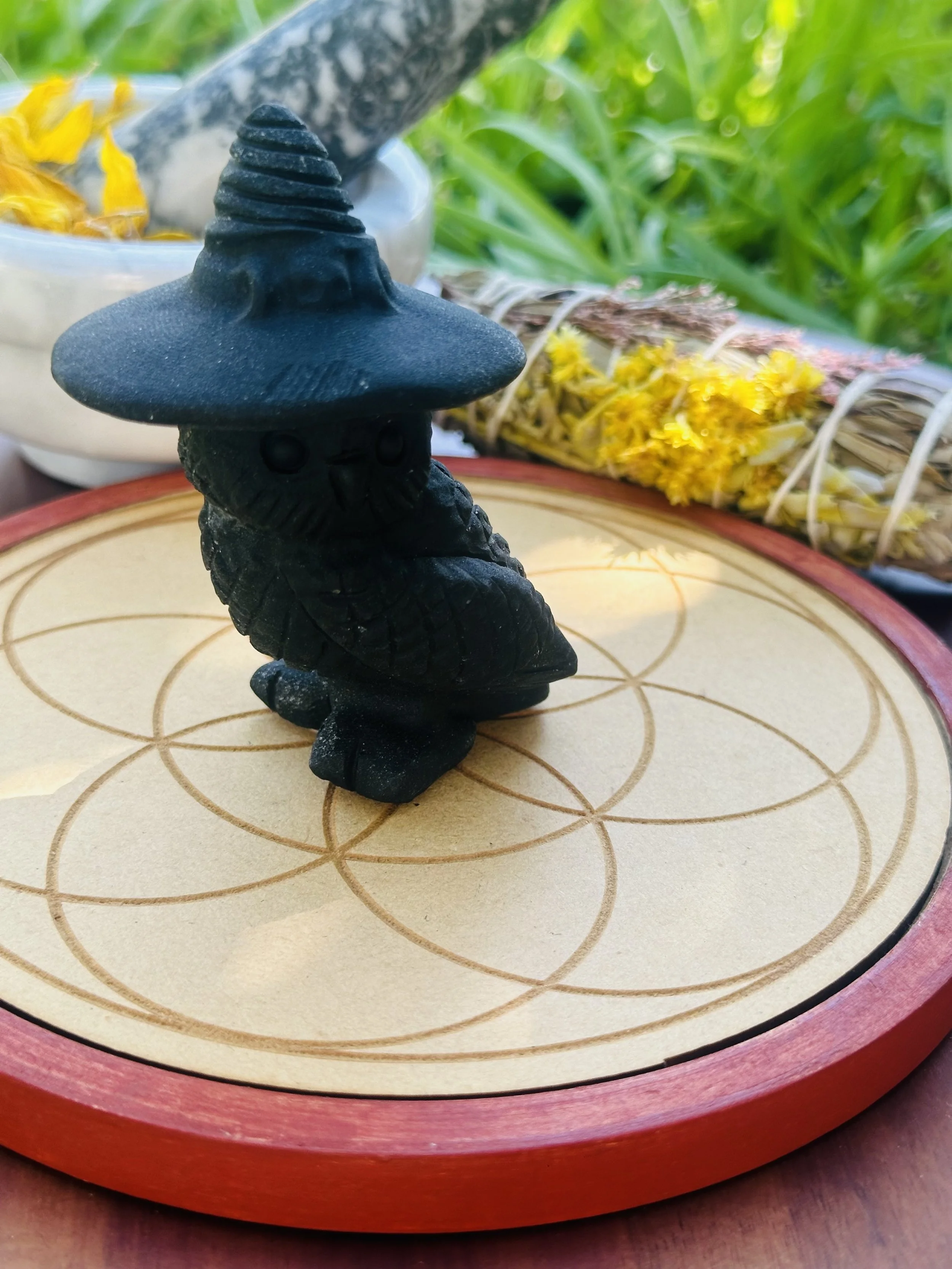 Matte Obsidian Witch Owl