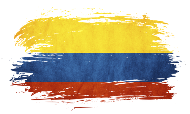 Bandera de Venezuela con franjas horizontales amarilla, azul y roja.