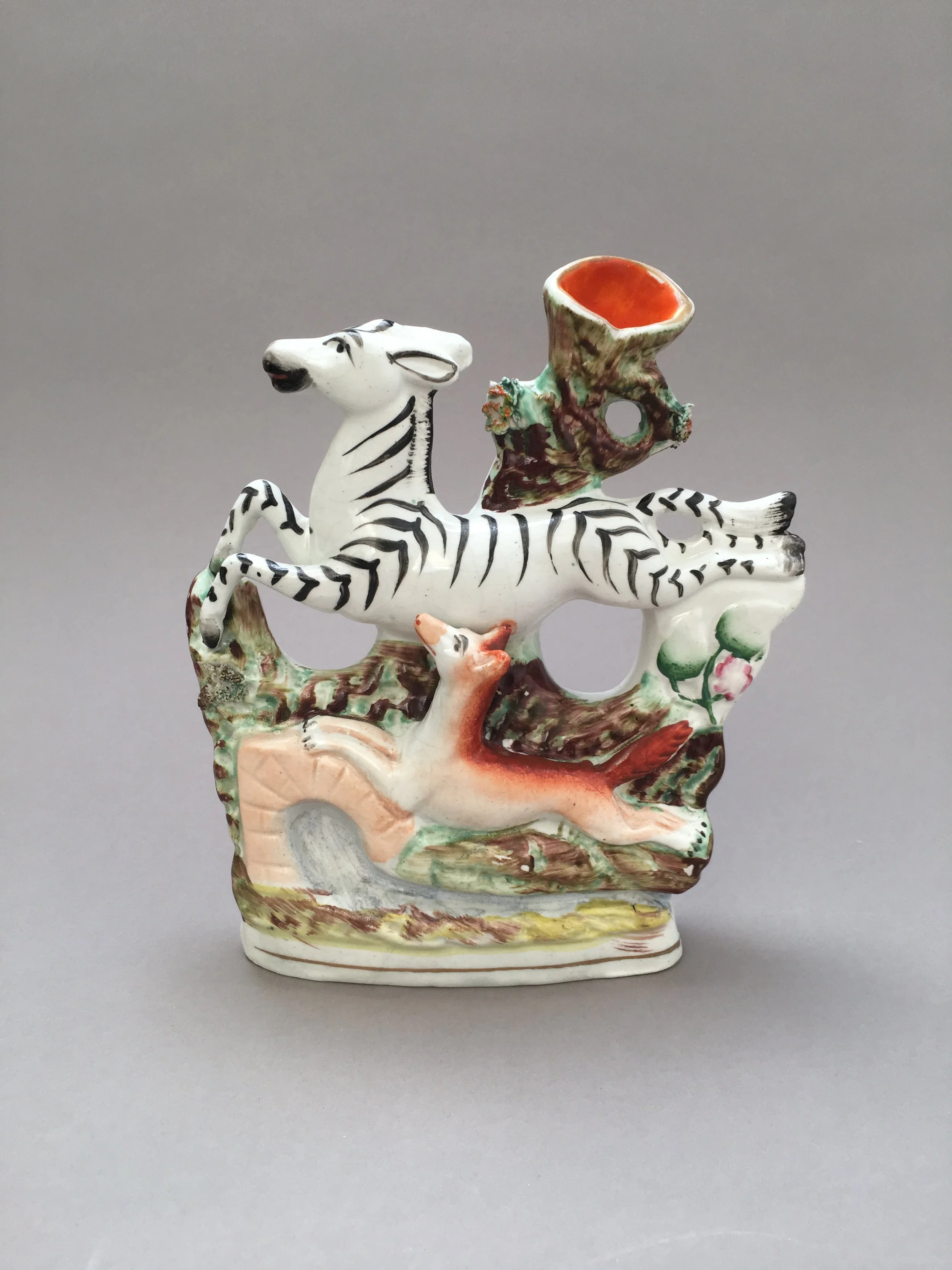 Staffordshire Flat-back Spill Vase, 19th Century, Fine white earthenware