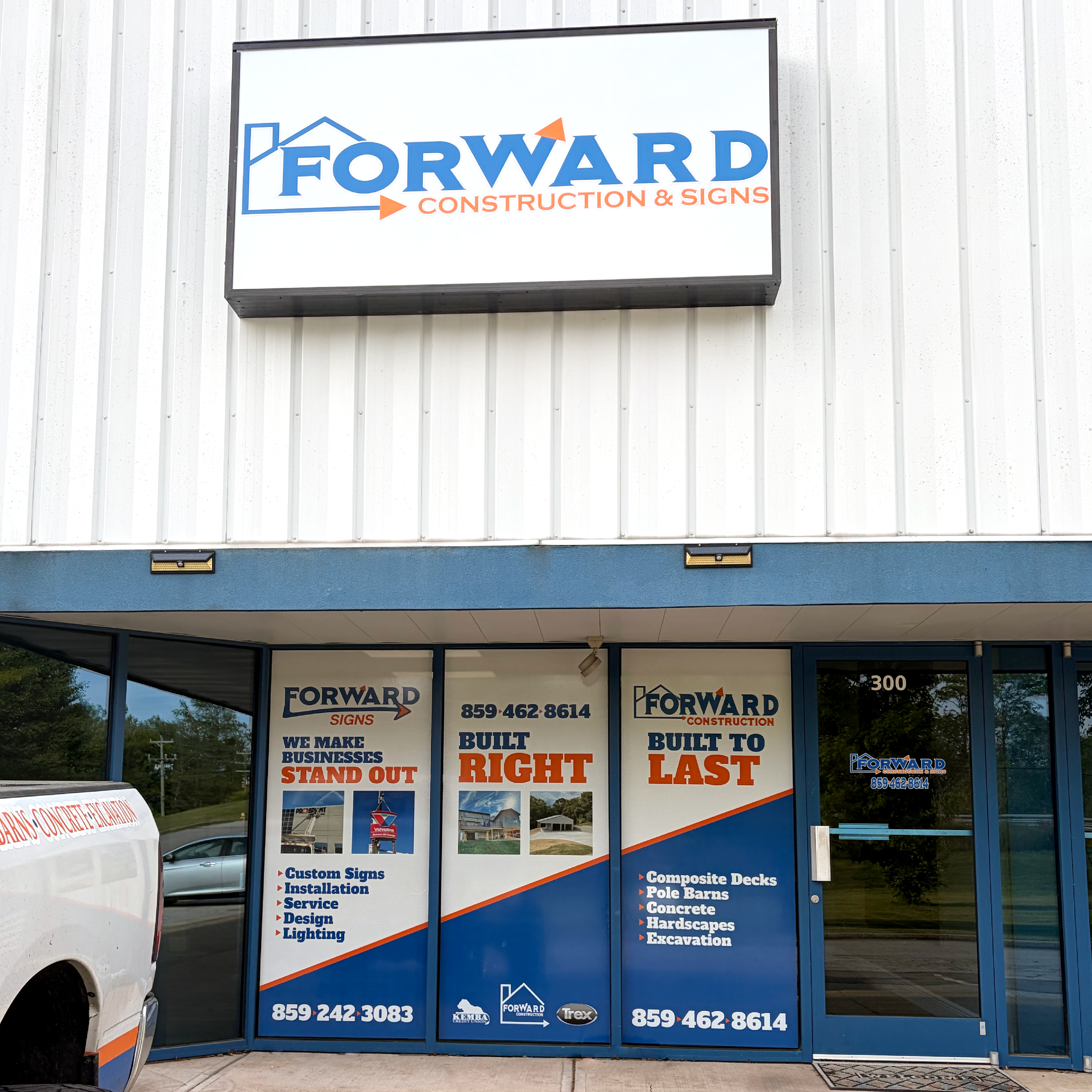 Forward Construction & Signs perforated vinyl window installation in Florence, Kentucky
