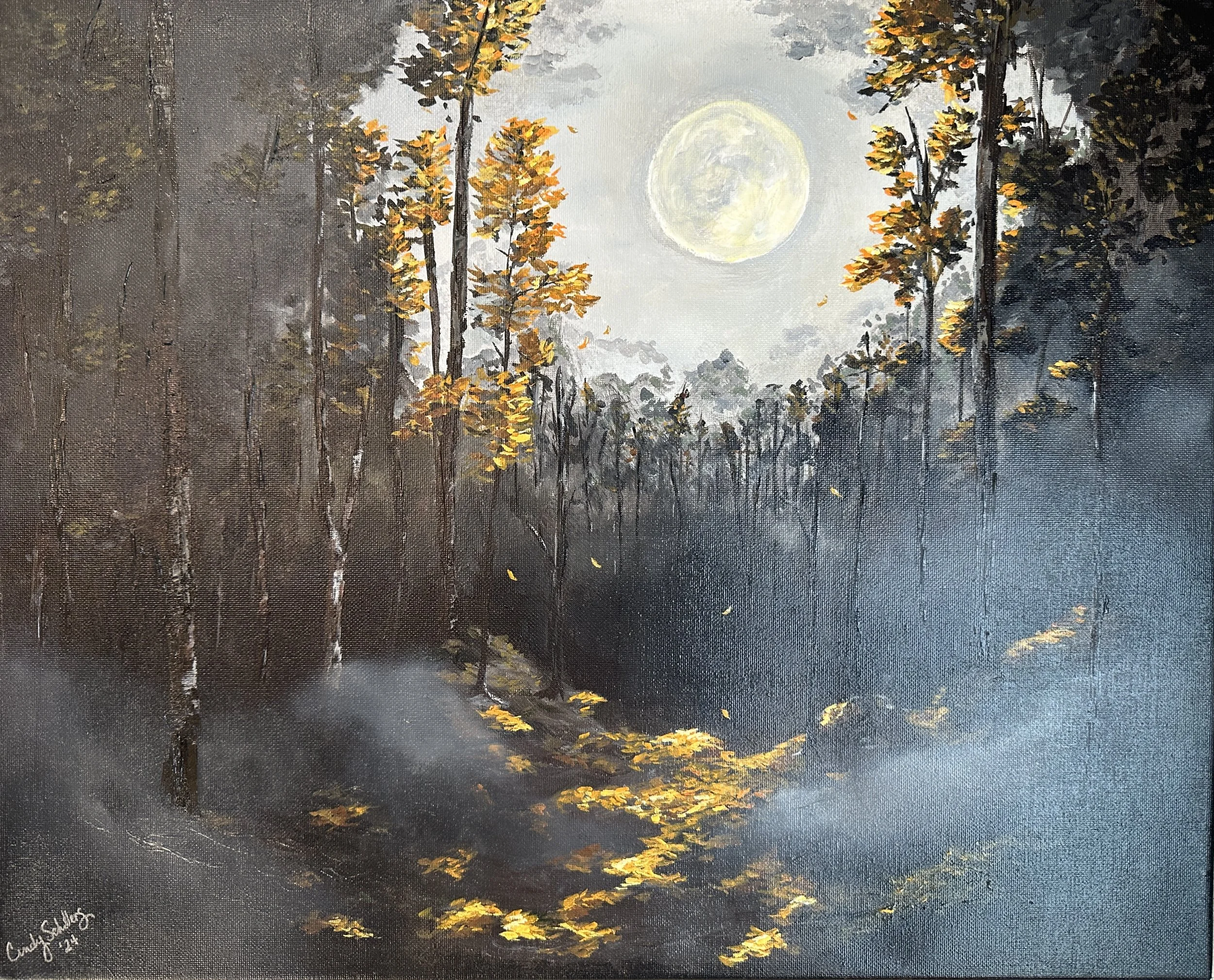 Autumn Night - 2. 2024. Acrylic on Canvas. 16”x20”.