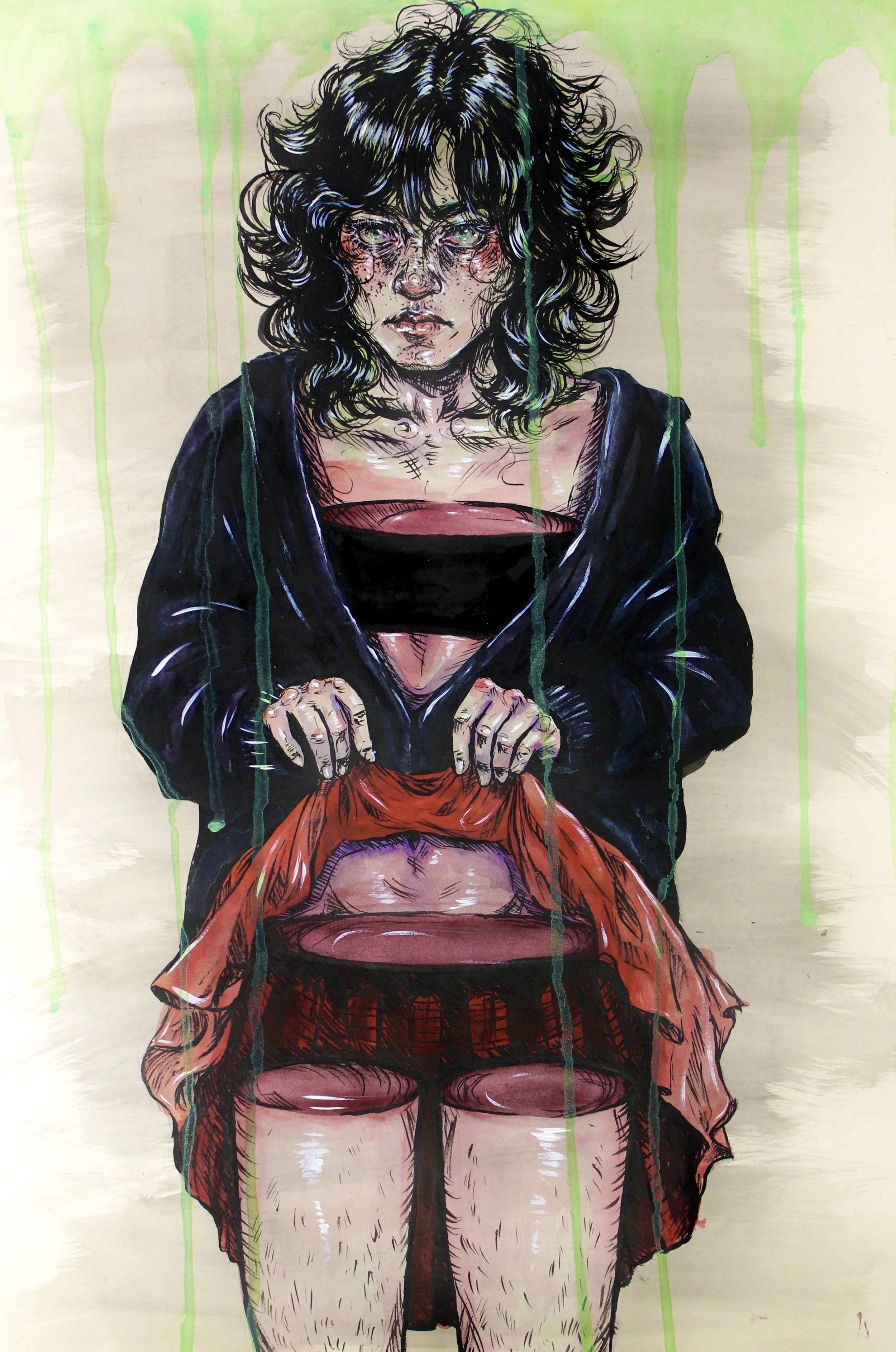 Bits and Pieces --- 22.5"x15" --- ink and watercolor on Paper 