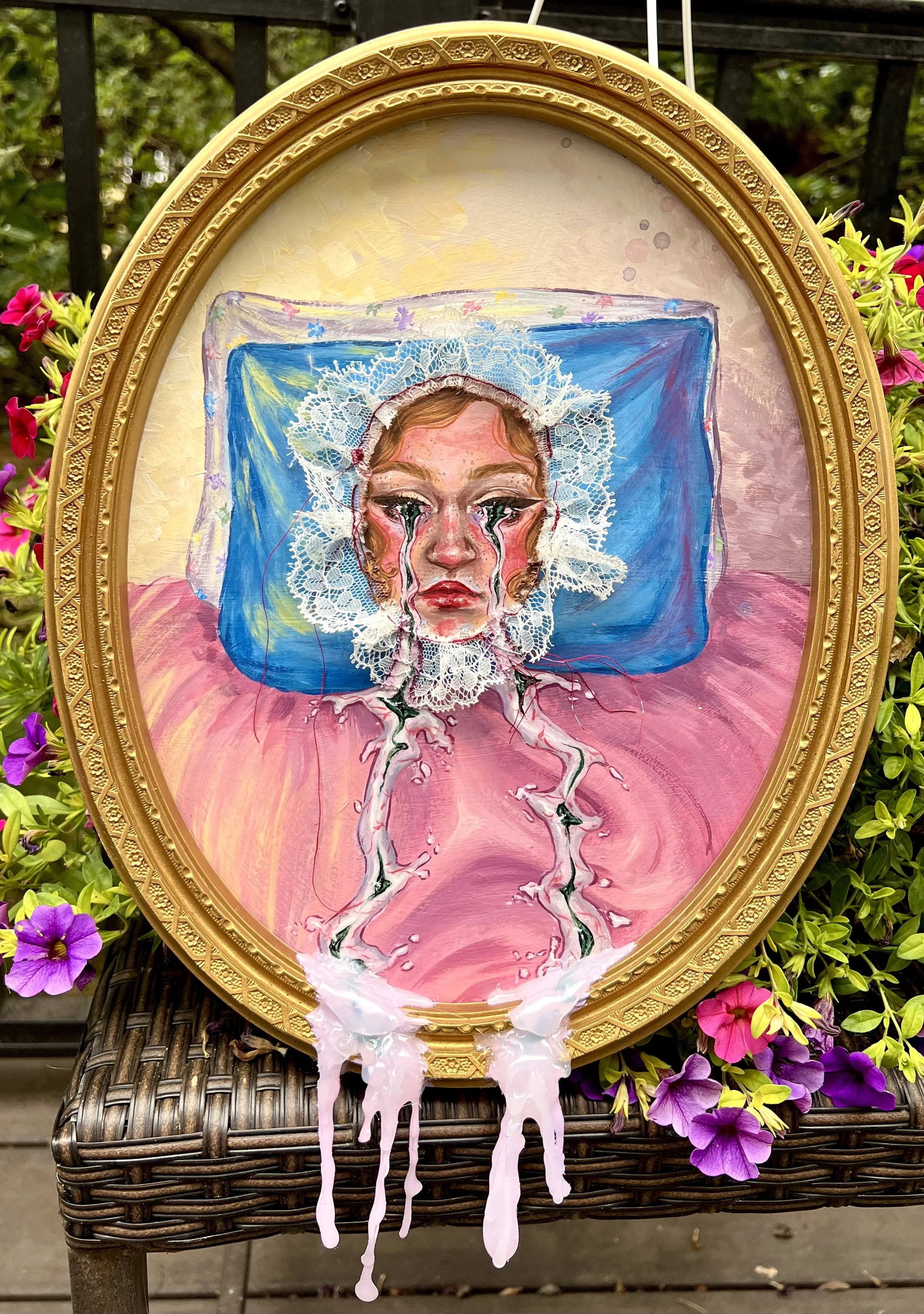 Trying To Stay Awake --- 13.5"x11"  ---  mixed media