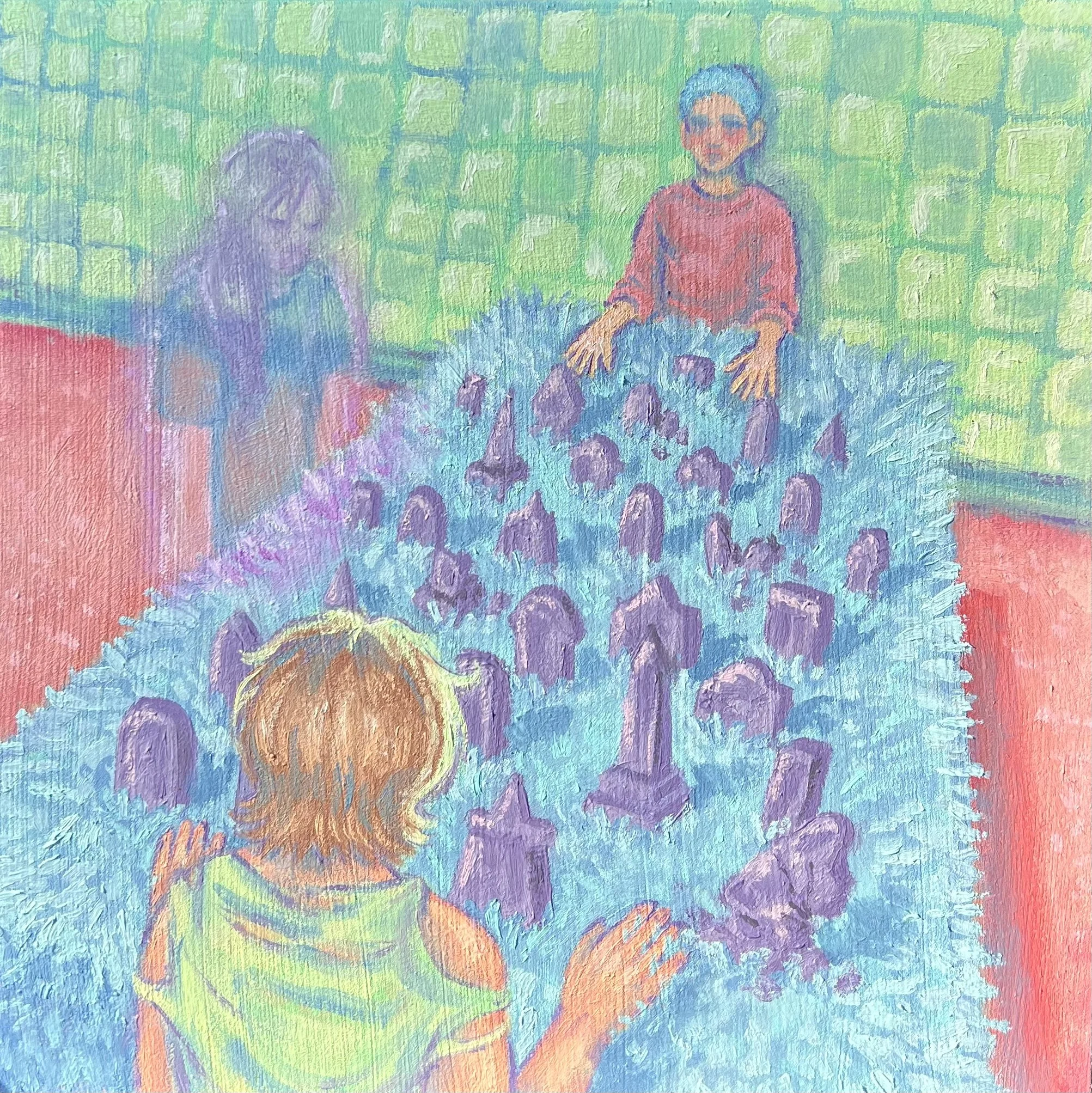 A Graveyard Story Retelling --- 8"x8" ---  oil on wood panel ★ $75