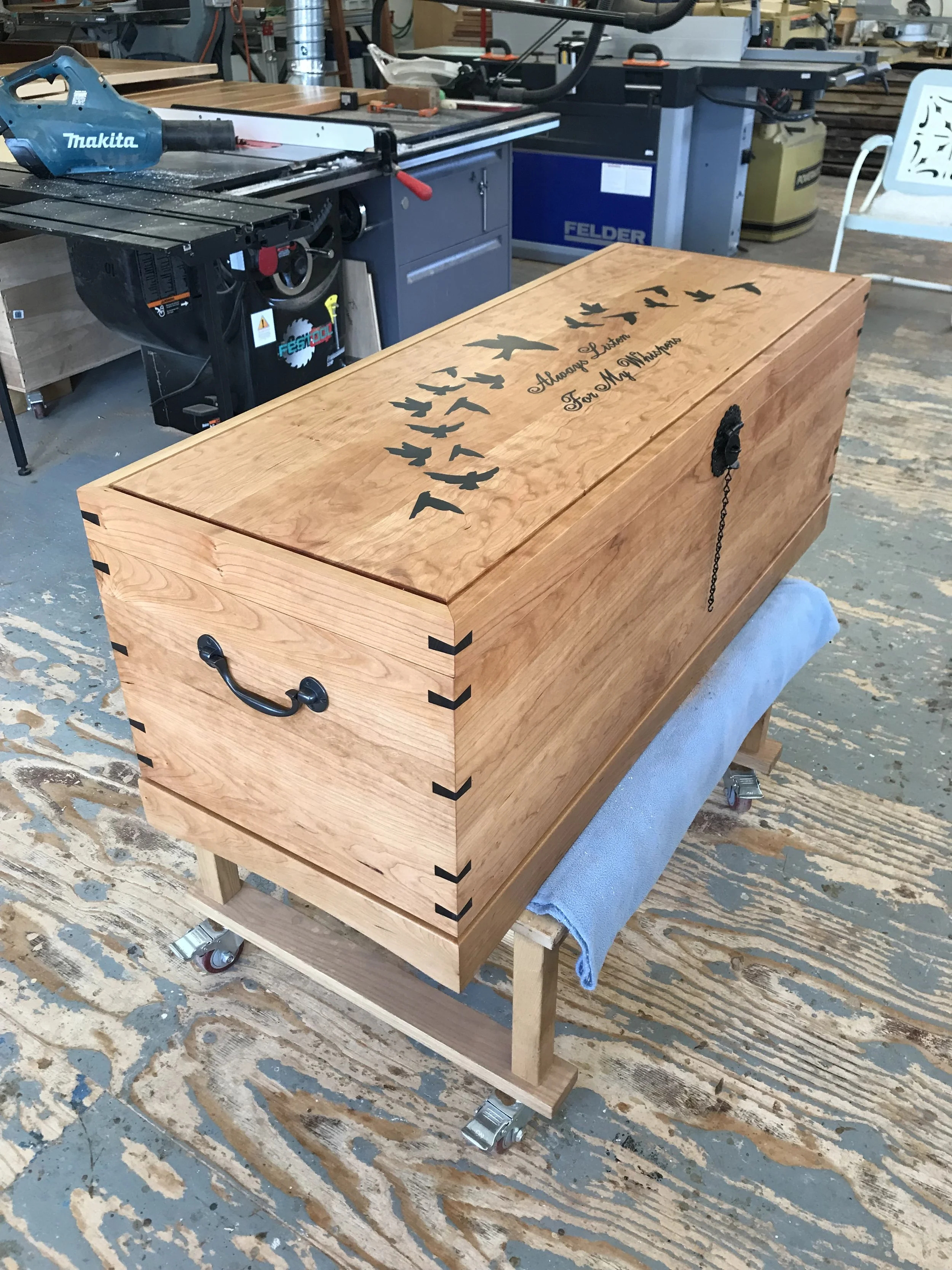 Cherry Keep-sake chest with walnut accents by Carpenter Ant LLC