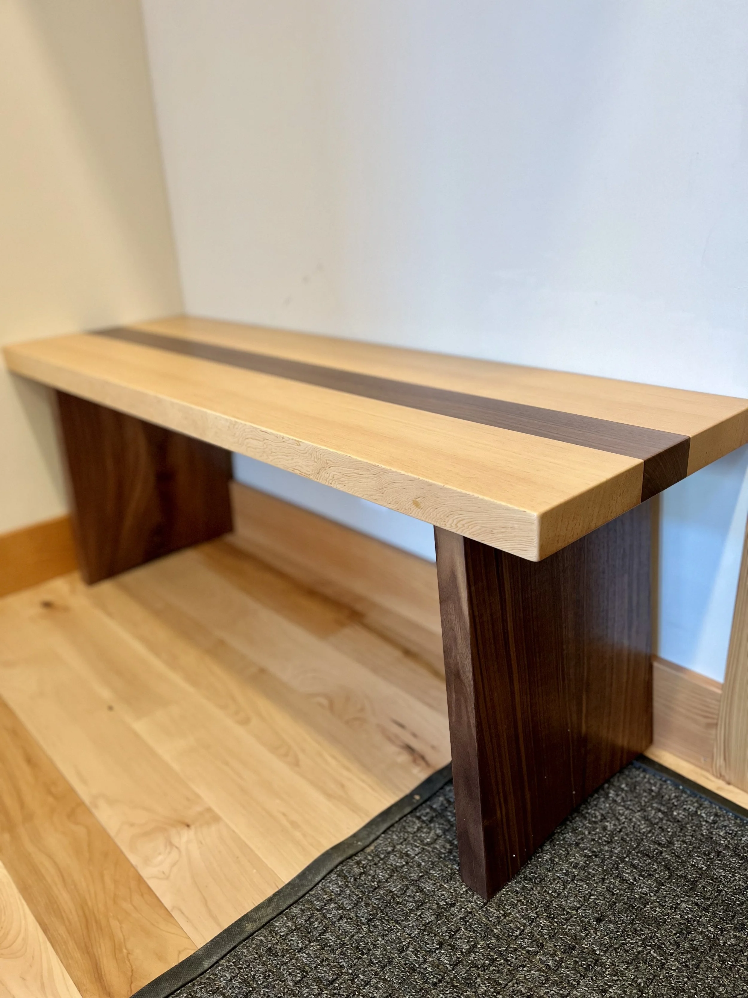 Maple and Walnut Bench by Willow Woodcraft