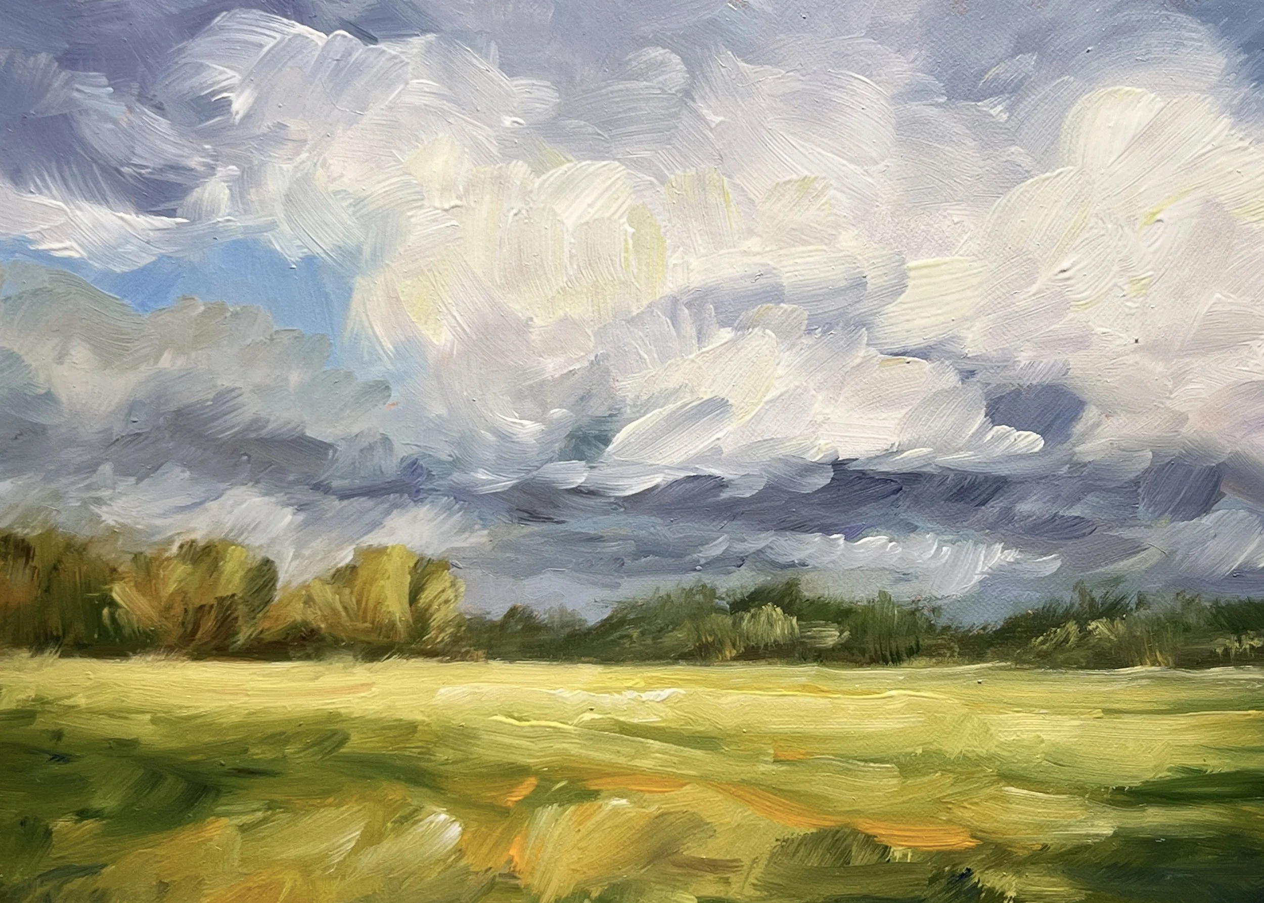 Lacamas Prairie Storm Clouds, Oil on Panel, 5 x 7 inches