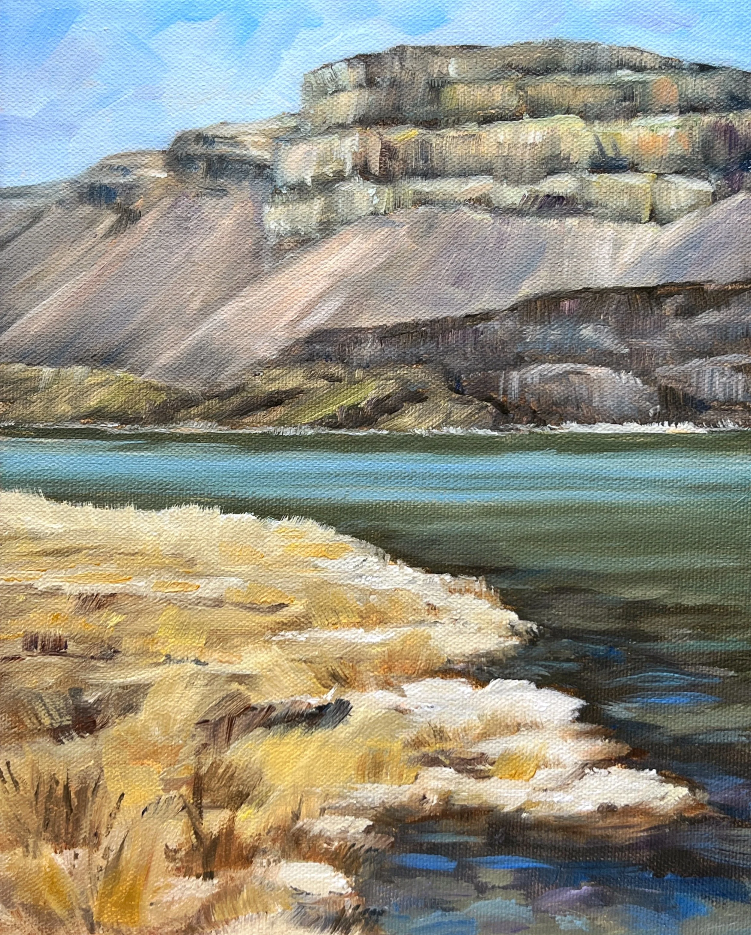 Grand Coulee Bluff - Banks Lake, Oil on Panel, 8 x 10 inches