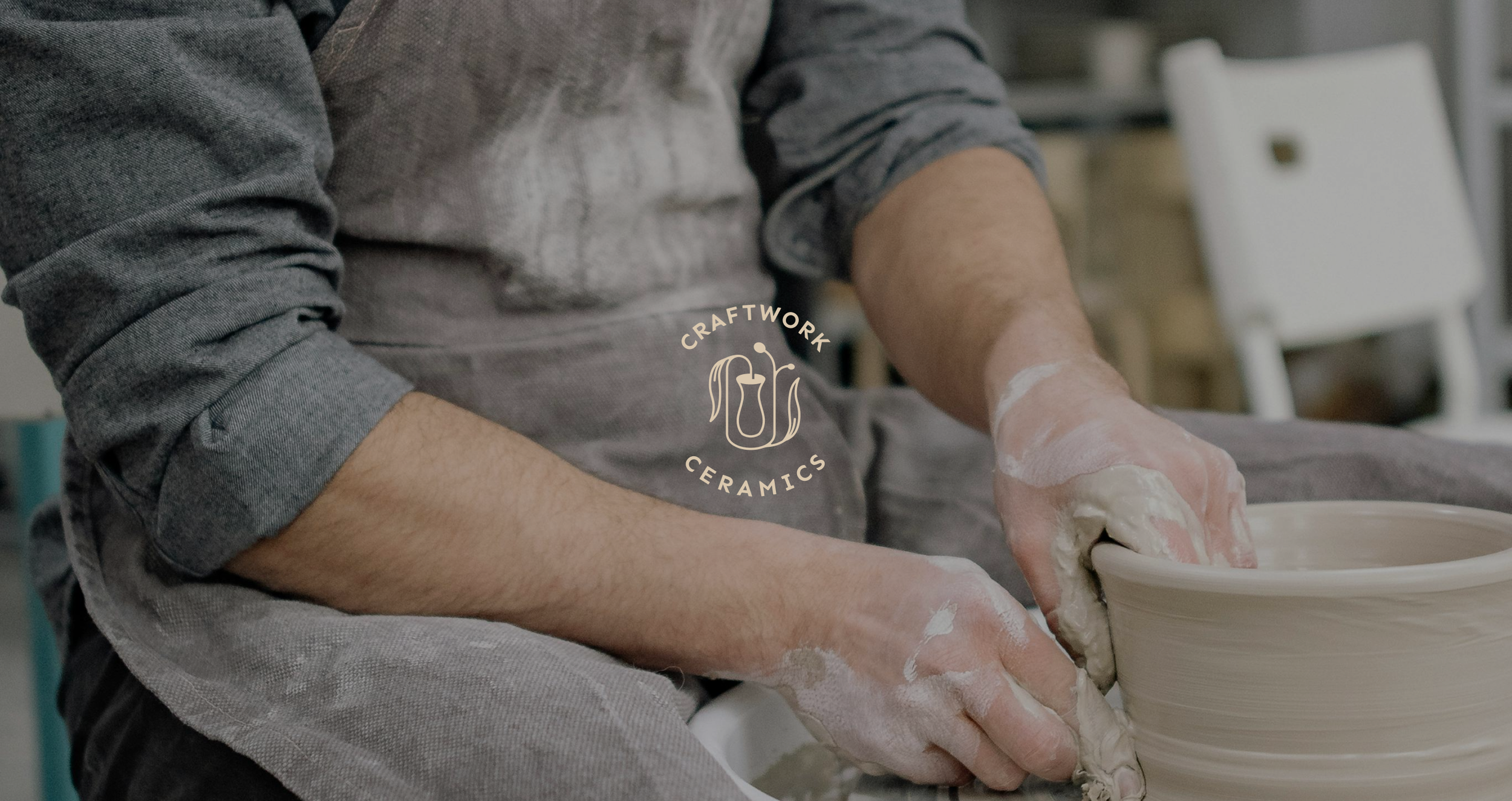 Craftwork Ceramics logo mockup — brand design for ceramic artist by Modern Arcana