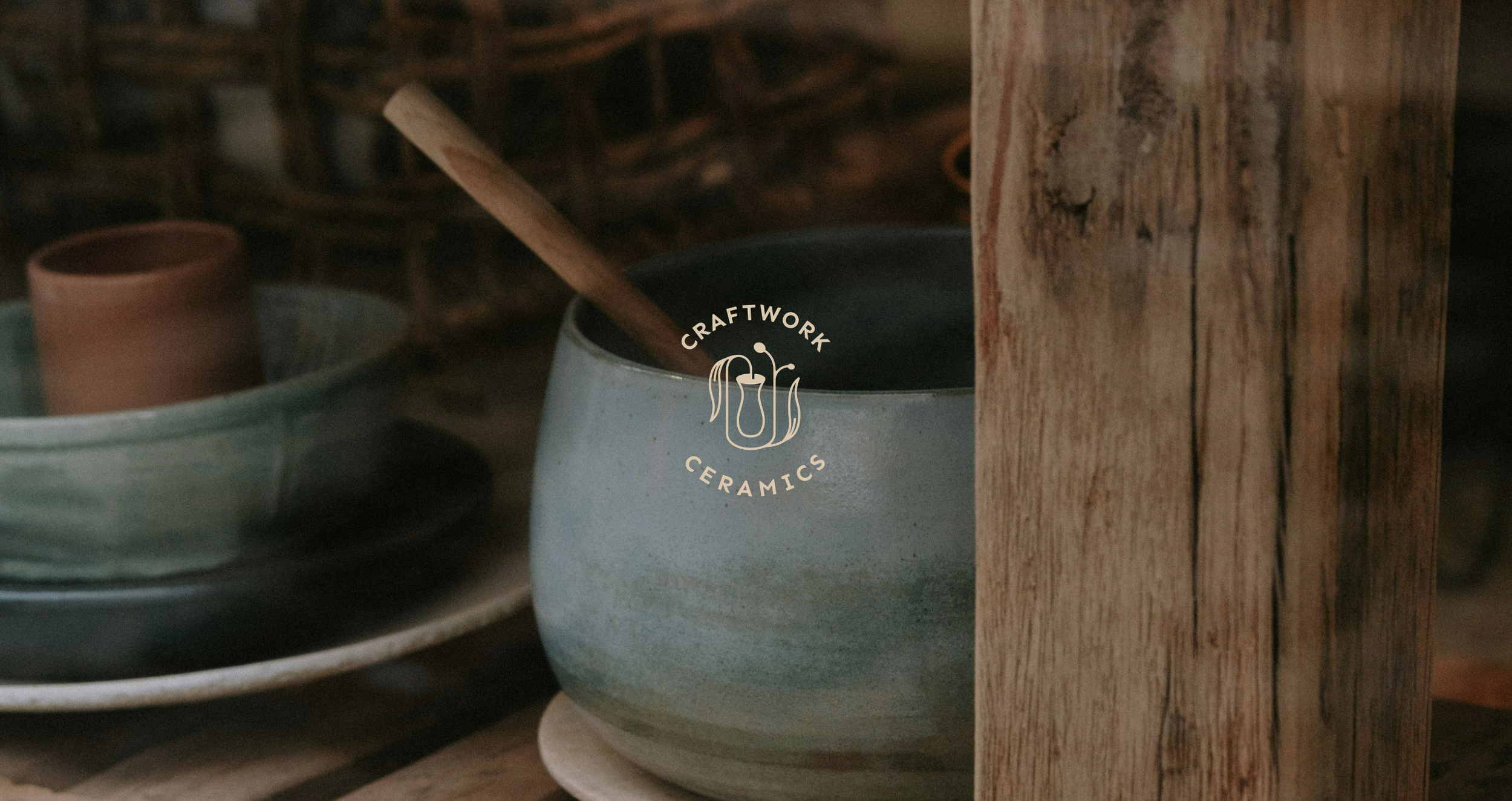 Craftwork Ceramics brand identity — horizontal logo design for Springfield Missouri ceramics studio