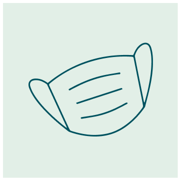 Drawing of a face mask on a light green background.